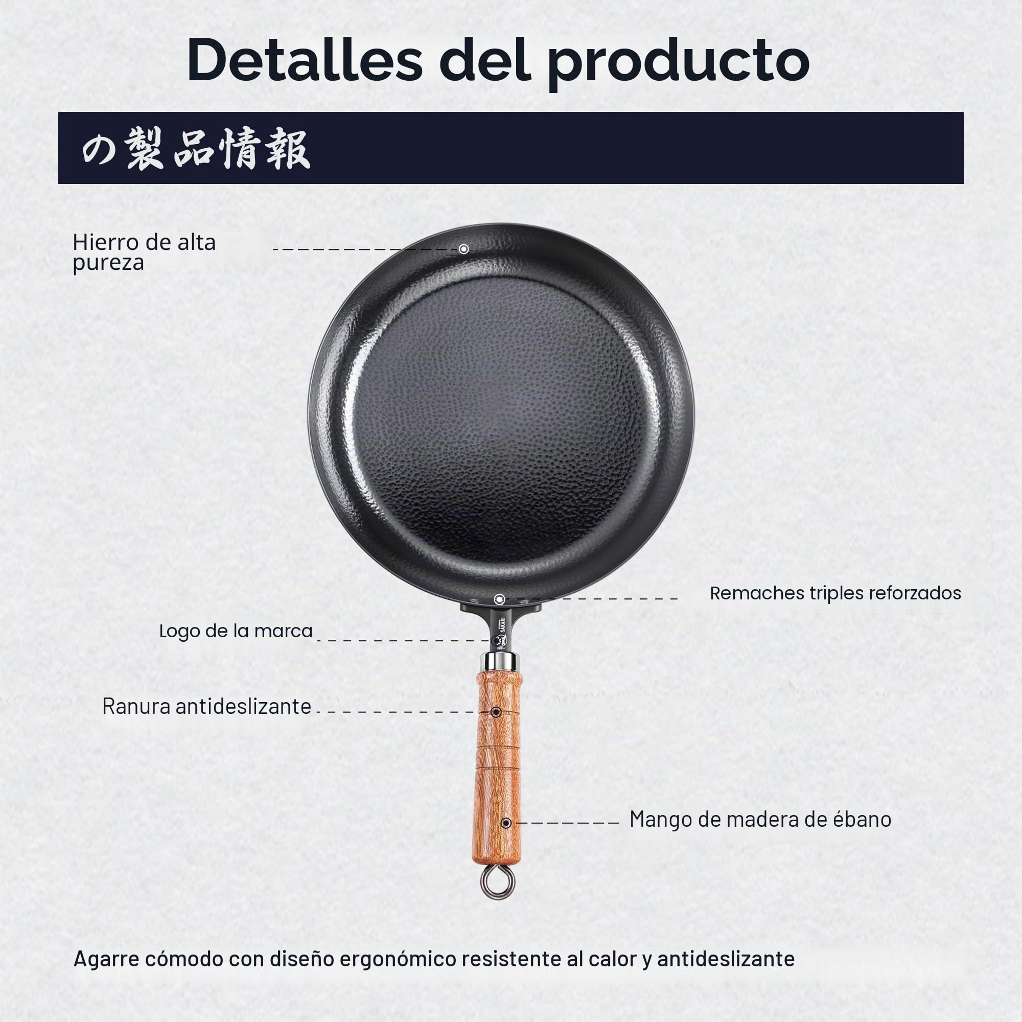 MITSUMOTO SAKARI 30 cm Sarten Antiadherente de Alta Pureza Hecha a Mano | Cast Iron Skillet, Sartén Hierro Japonesa, Sartenes Hierro Fundido Antiadherente, gas de Horno Electromagnético Disponible