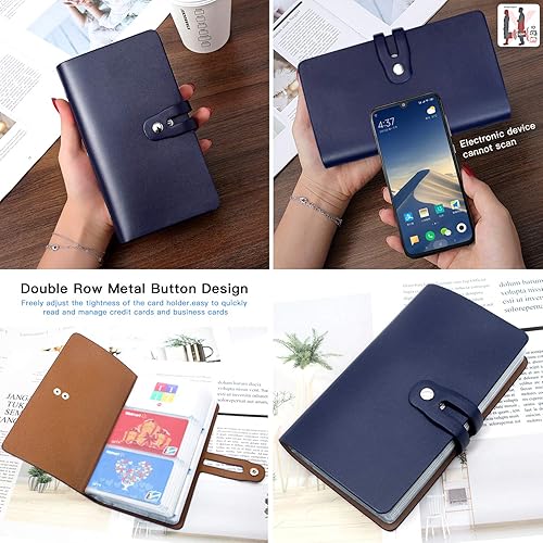 Miniatura 6 de Padike Soporte para tarjetas de crédito RFID, organizador de tarjetas de visita, con 96 ranuras para tarjetas, protector de tarjetas de crédito para