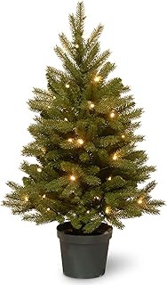 National Tree Company 'Feel Real lit Artificial Christmas Tree for Entrances Includes Pre-Strung White LED Lights and Pot ...