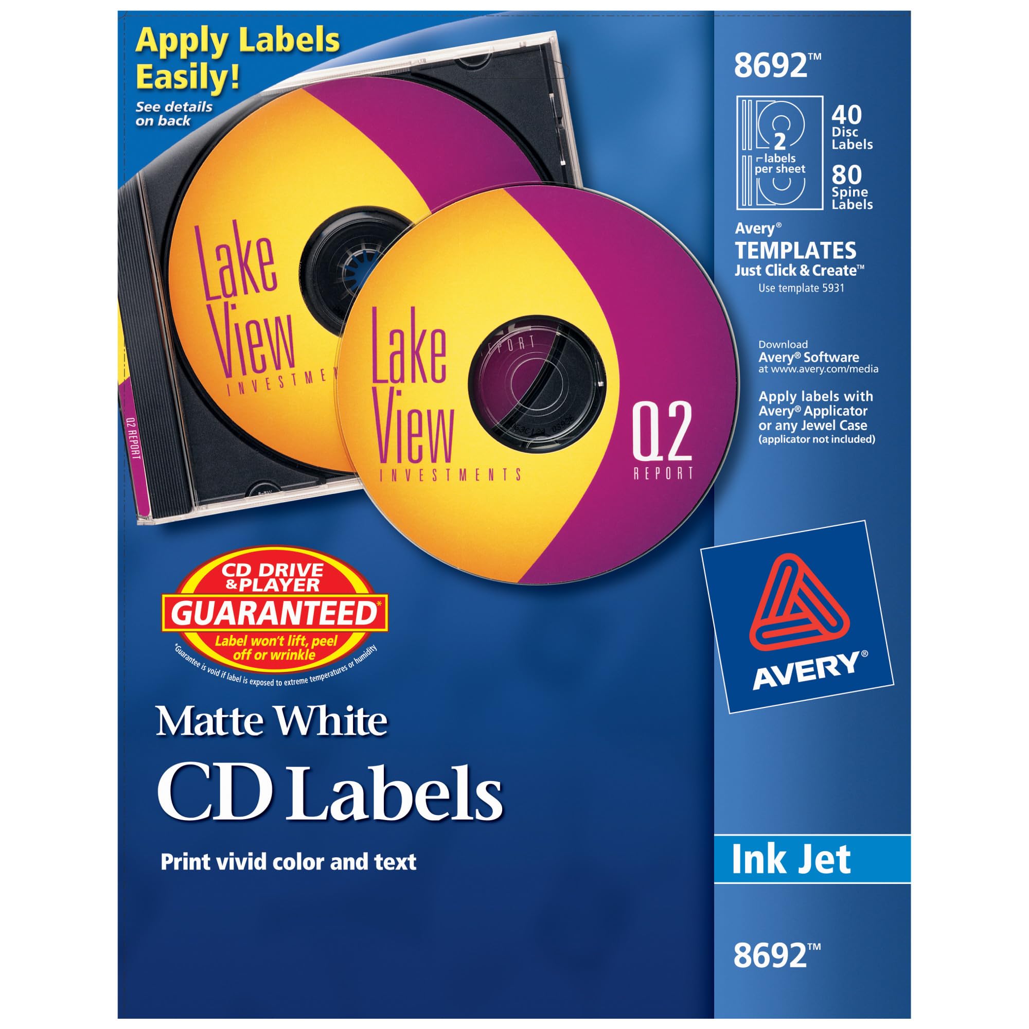 Amazon.com : Avery CD Labels, Print to The Edge, Permanent Adhesive ...
