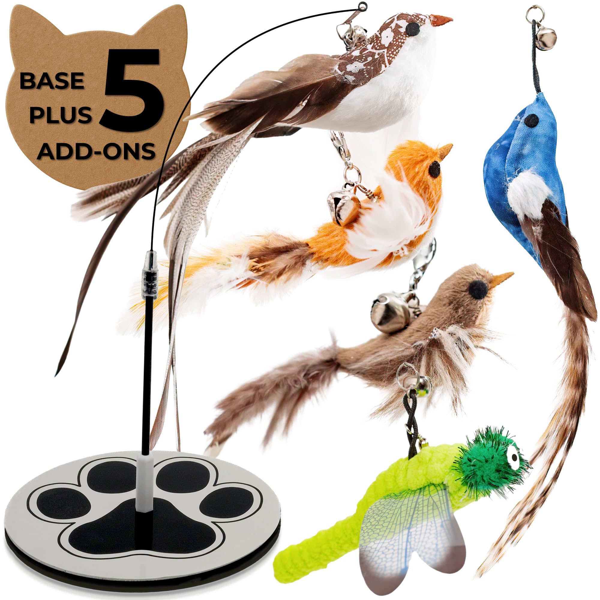 Whisker Wonders Lot de 5 jouets pour chat avec base solide