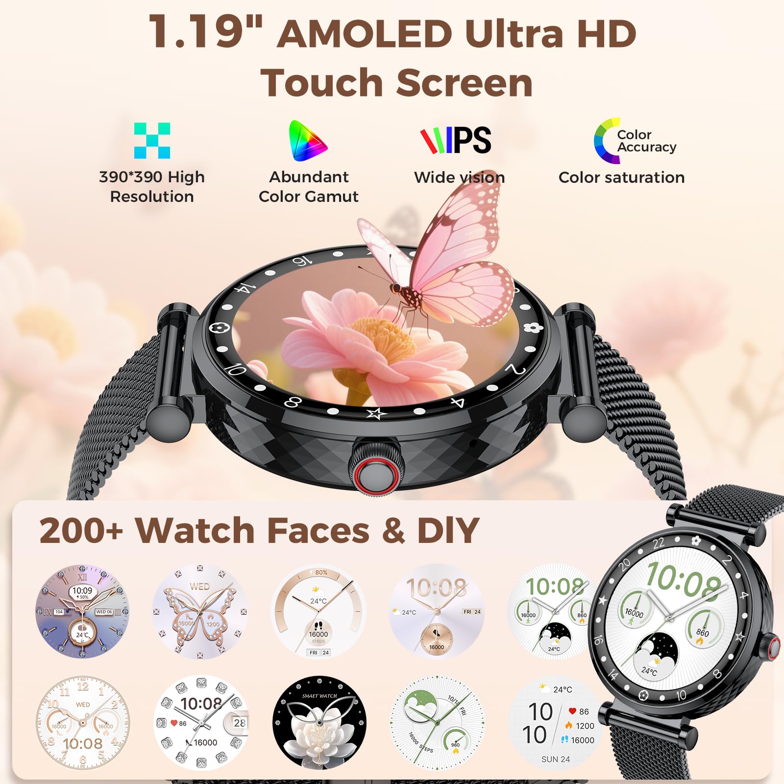 Matast Montre Intelligente Femme Tracker d'Activité Appels