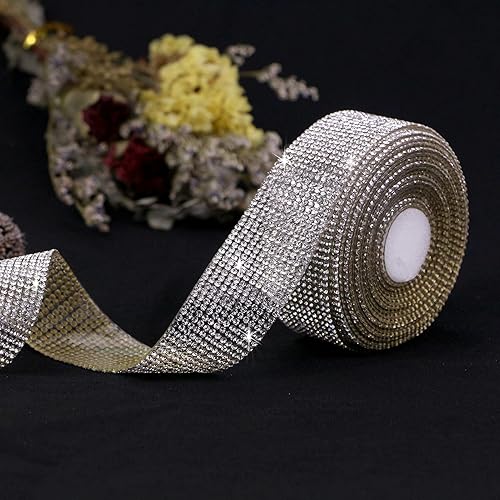 Miniatura 5 de Locacrystal Cintas de diamantes de imitación de cristal Bling autoadhesivas con hierro para manualidades, pegatinas de diamante de purpurina DIY