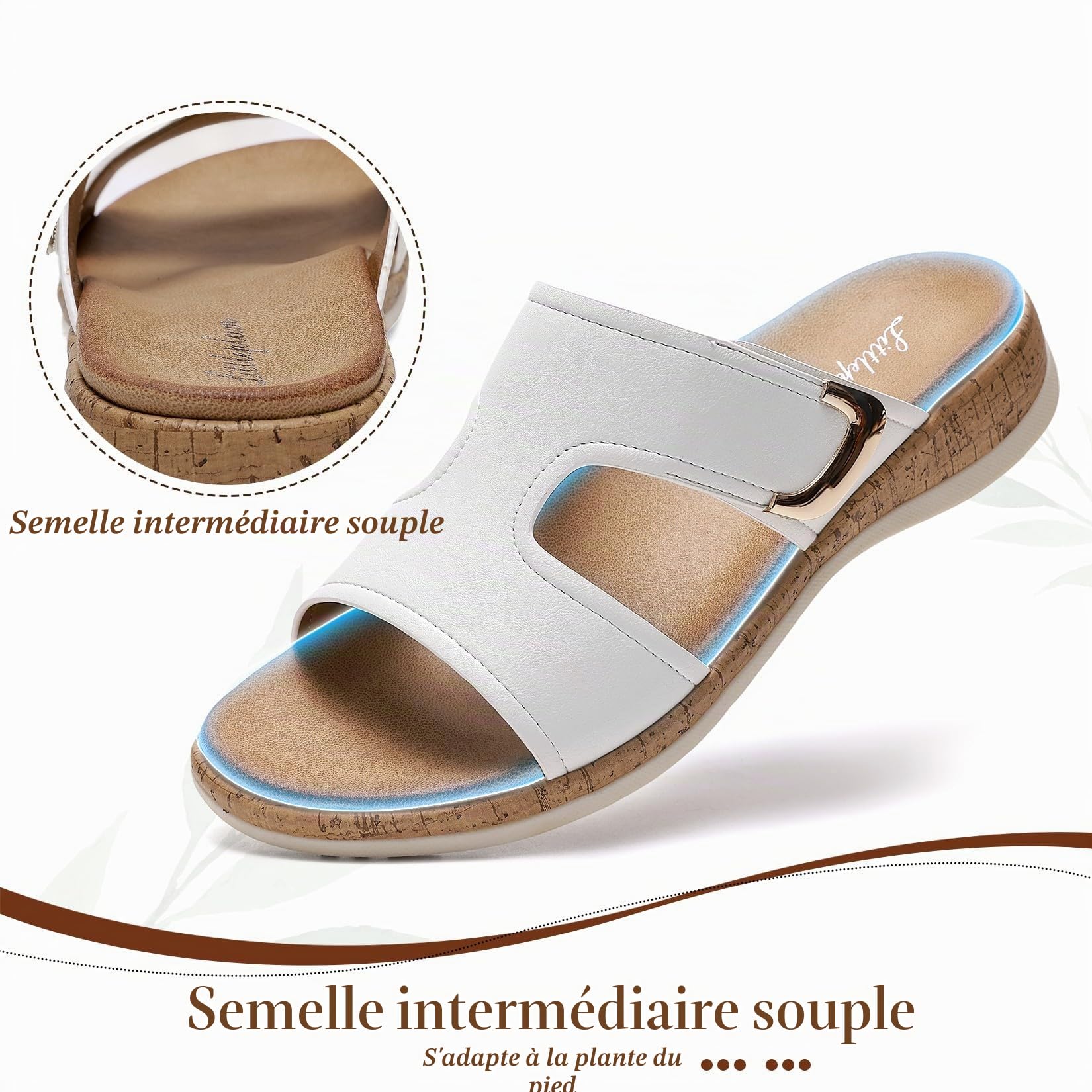 Littleplum Mules Femme Sandales Plates Été Orthopédiques Slipper pour Femme