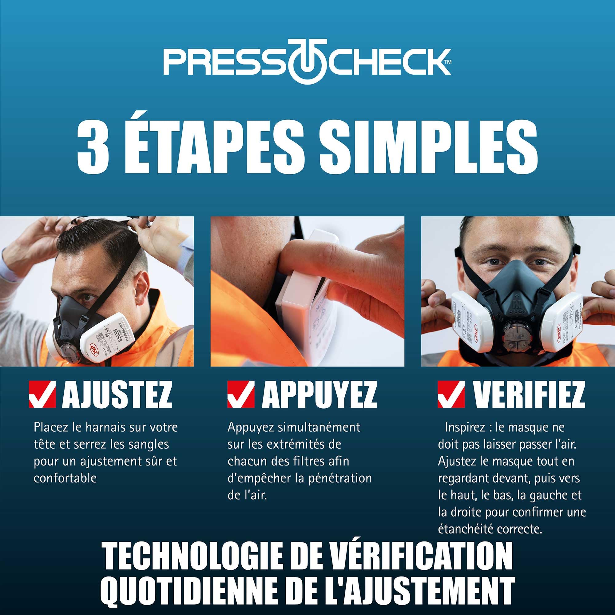 JSP Filtre Combiné A2P3 PressToCheck™ (1 Paire) - Pour Force 8 & Force 10 - Protection Gaz Organiques, Vapeurs, Poussières Fines - Bricolage, Industrie - EN 143 & EN 14387
