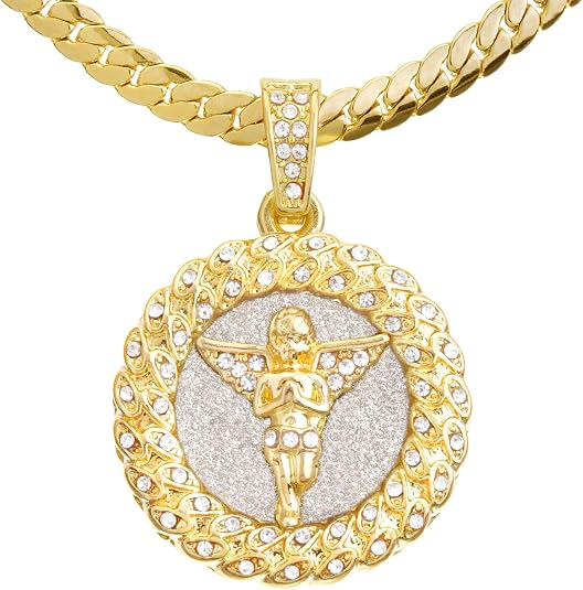 CZ Angel Medallion Pendant 