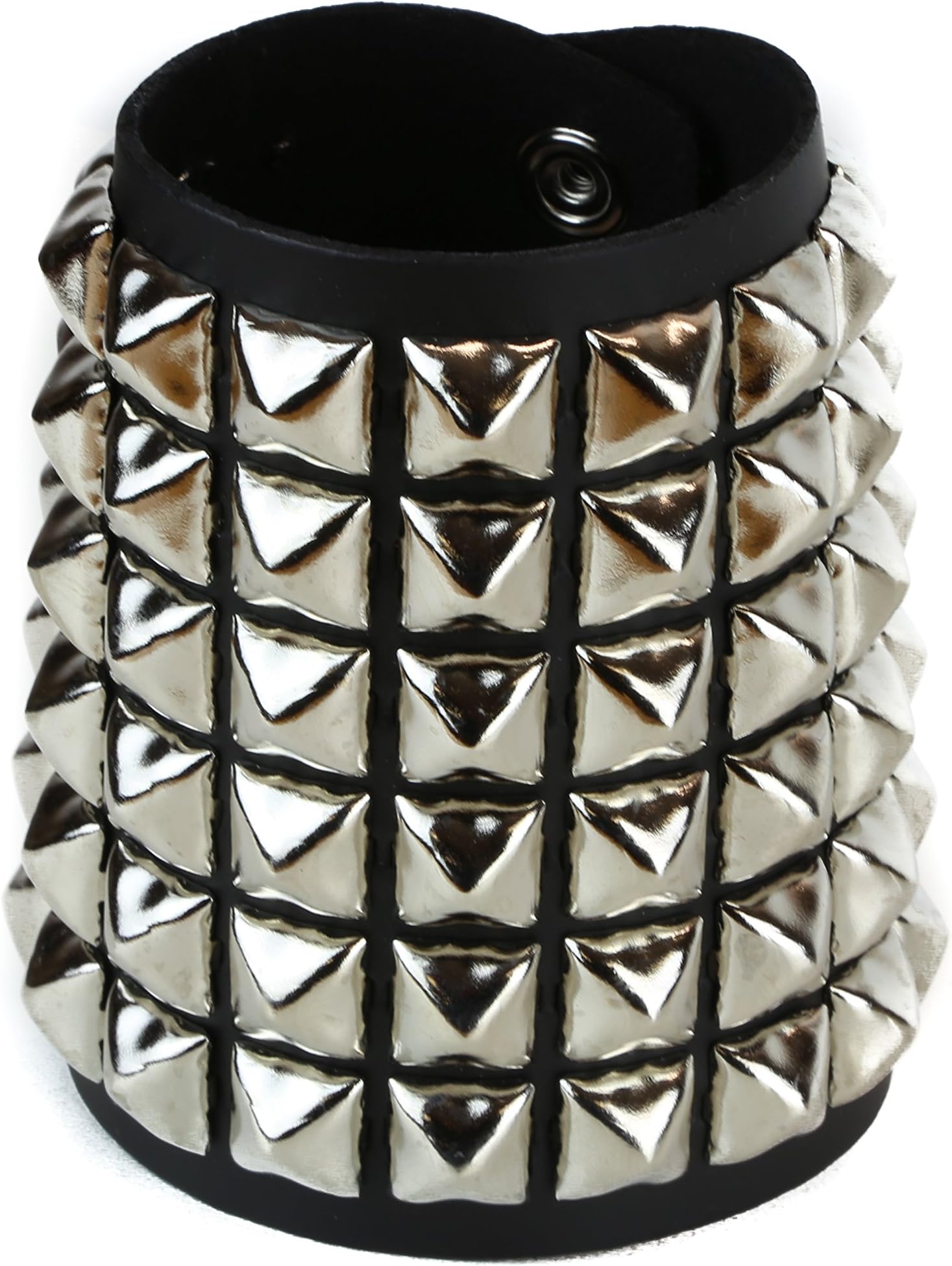 CybergothGothic Studded Short Gauntlet Cuff Bracelet 6 Row Stud Punk Goth Metal