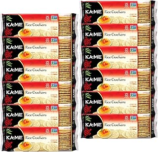KA-ME Gluten-Free Cheese Rice Crackers 3.5 oz (Pack of 12), Authentic Asian Ingredients and Flavors, Certified Gluten Free Crackers, No Artificial Flavors/Colors, Non GMO Snacks, Served with Asian Salmon, Cream Cheese, Egg & Tuna Salad, Asian Guacamole, Hummus & Many More