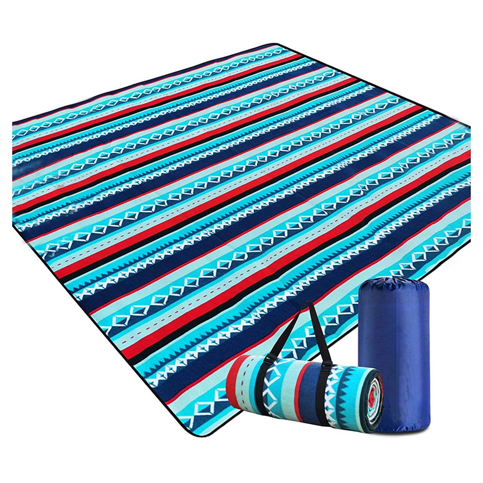 Tapis de Pique Nique, Couverture Pique Niques Imperméable, Natte de Plage Nappe Picnic pour Extérieur Voyages Parc Jardin (Color : Blue Stripe, Size : 150x200cm)