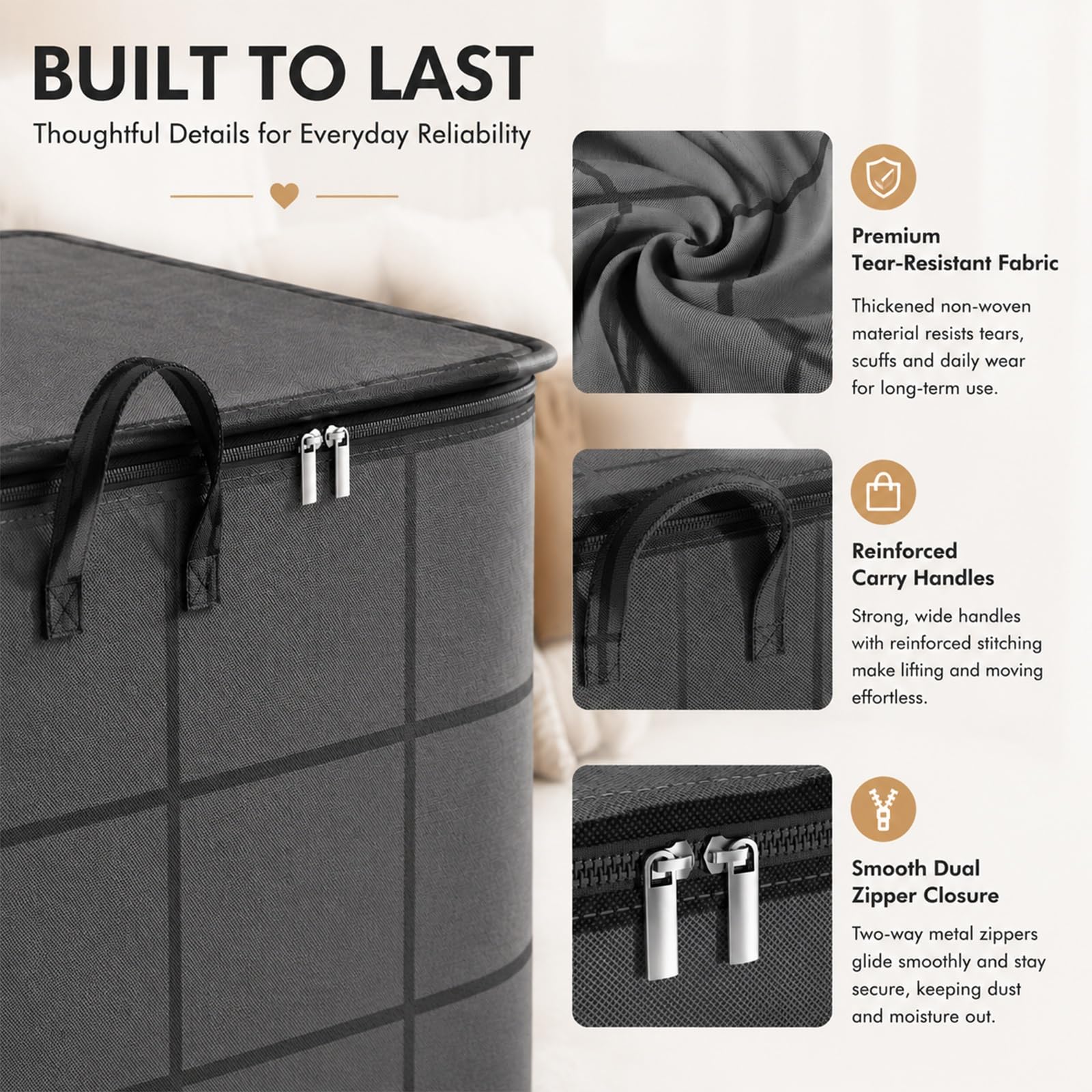 Capiente Contenitore Per Traslochi E Stoccaggio | Organizer In Tessuto Di Grande Capacità Con Cerniera Biancheria Da Letto E Vestiti; Sacche Pieghevoli Antipolvere(2PCS,100L)