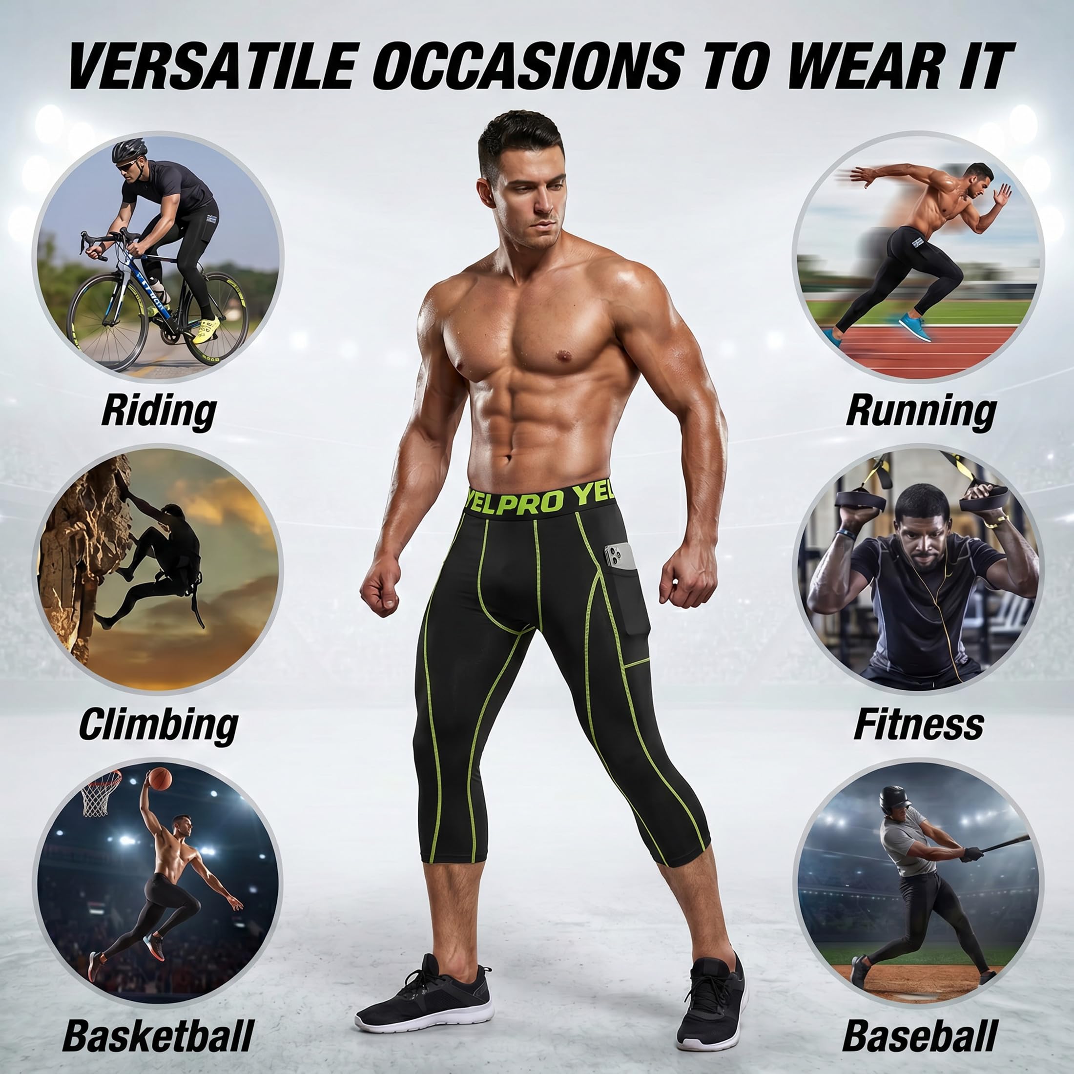 SANANG Kompressionshose Männer, Sportliche Lauftights mit Cool-Dry, Atmungsaktiv & Feuchtigkeitstransport