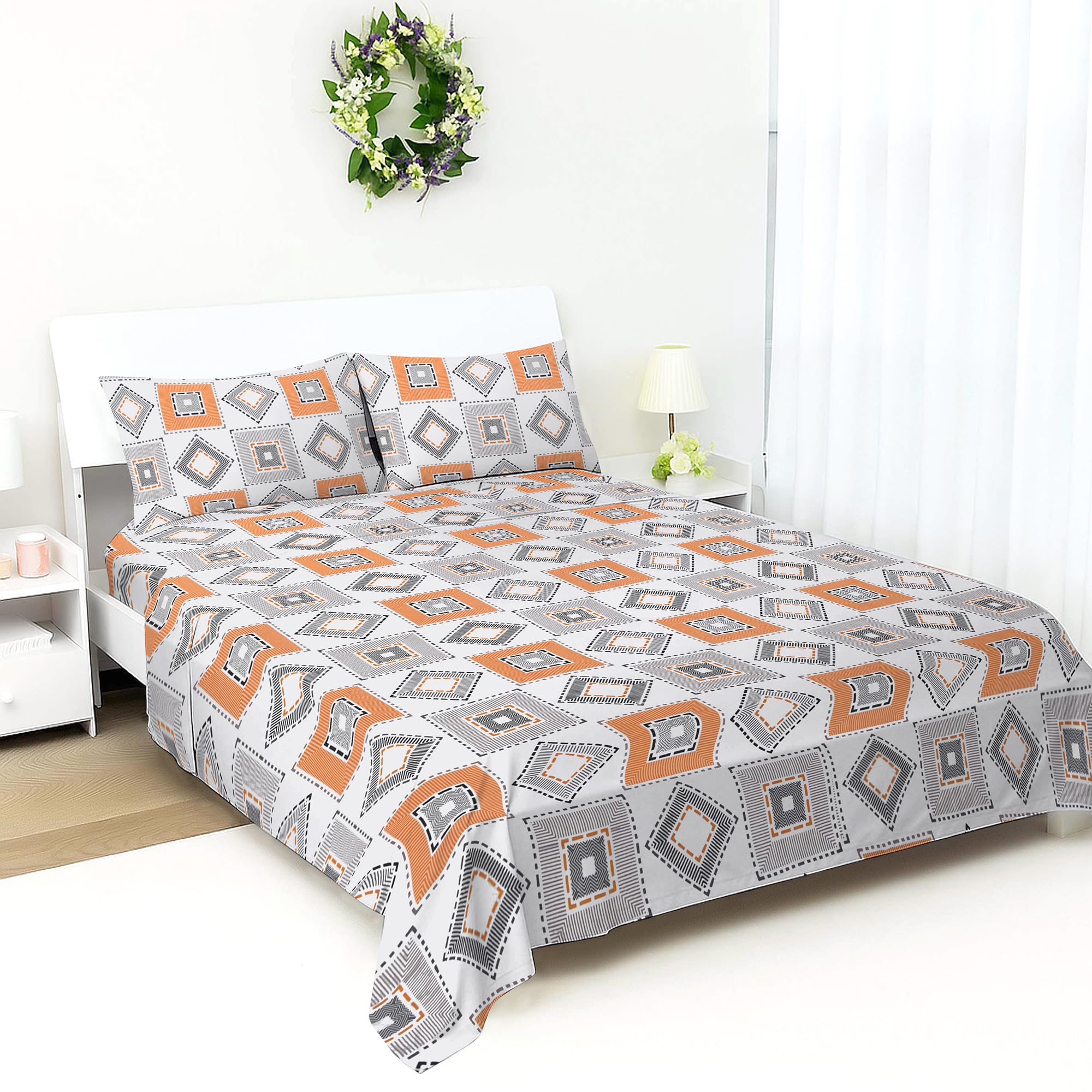 Bloombedding Printed Single Flat Sheet Bed Set | Cozy Single Flat Sheet with Pillowcase | Strong, Lightweight & Easy Care Bedding