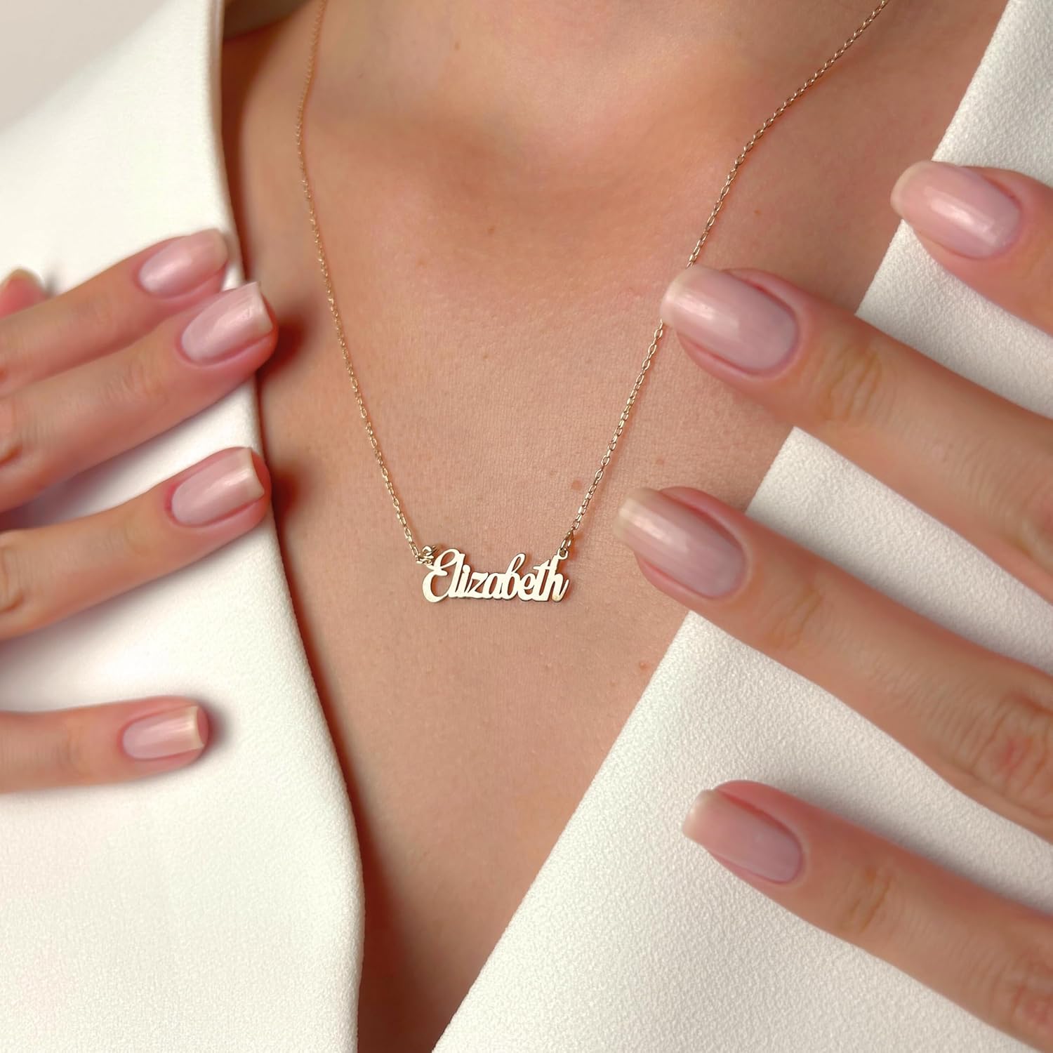 14k Solid Gold Name Necklace Personalized, Custom Script Nameplate Necklace, Dainty Custom Name Necklace For Women, Nameplate Customized Pendant, Gift for Her, 14K Solid Gold and Gold Plated Options - Image 3