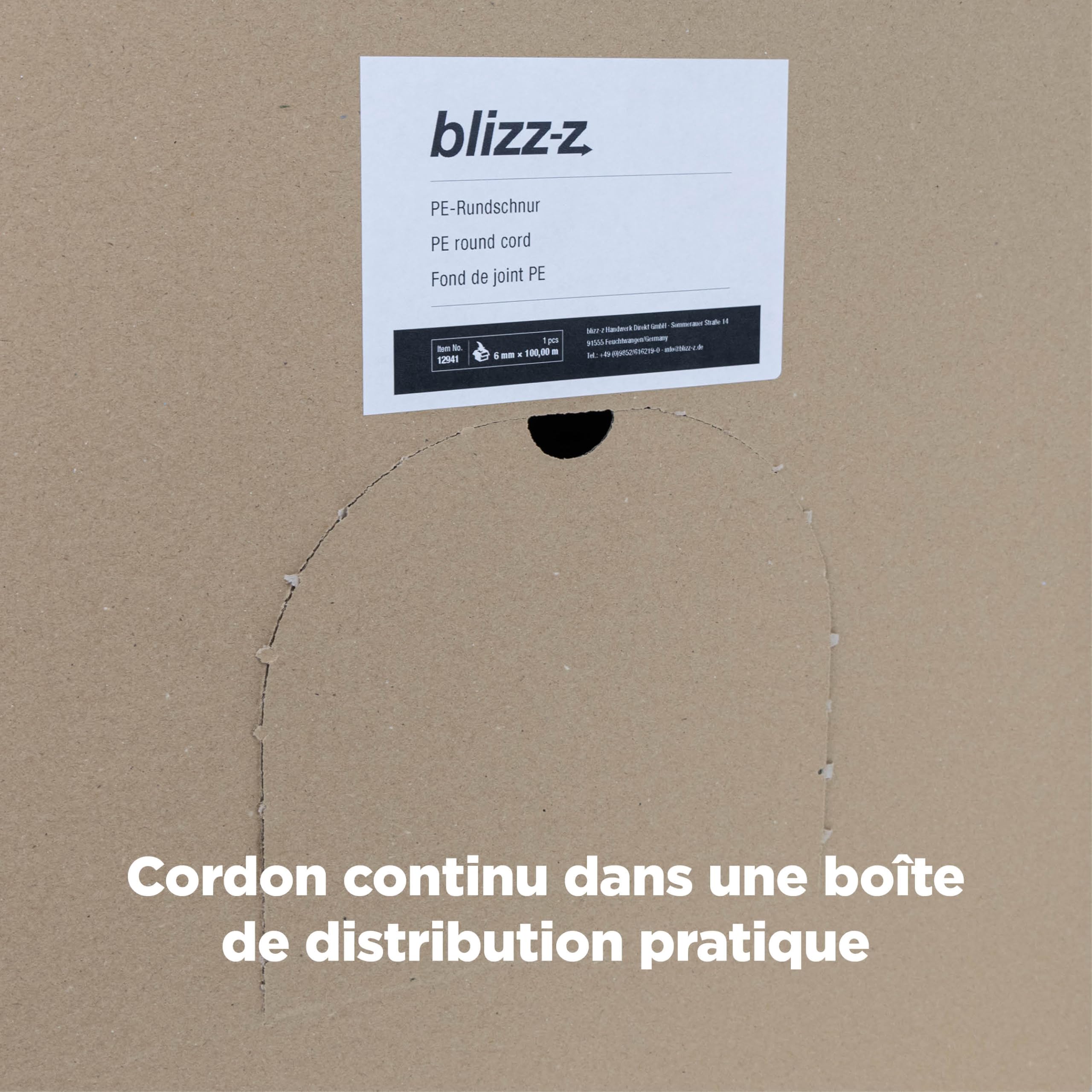 blizz-z Fond de Joint Pro en PE, Rond Ø 15 mm, Longueur : 100 m, Gris