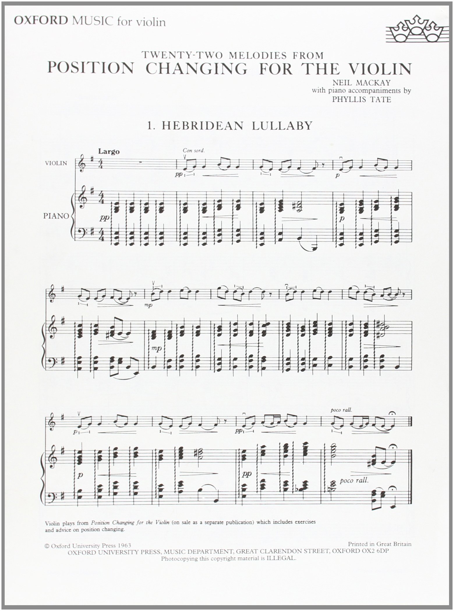 Position Changing for Violin: Piano part