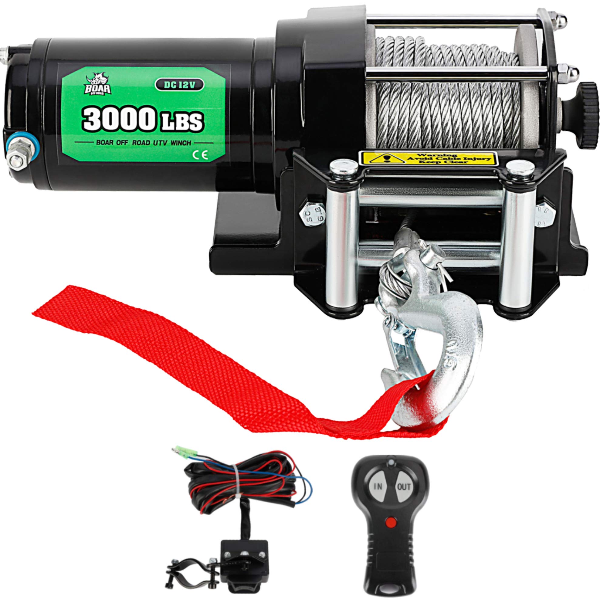 Buy OFF ROAD BOAR 3000lb. Load Capacity Electric Winch Kit, 12V Steel