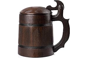 22 oz Wooden Beer Mug with Lid - DnD Cup