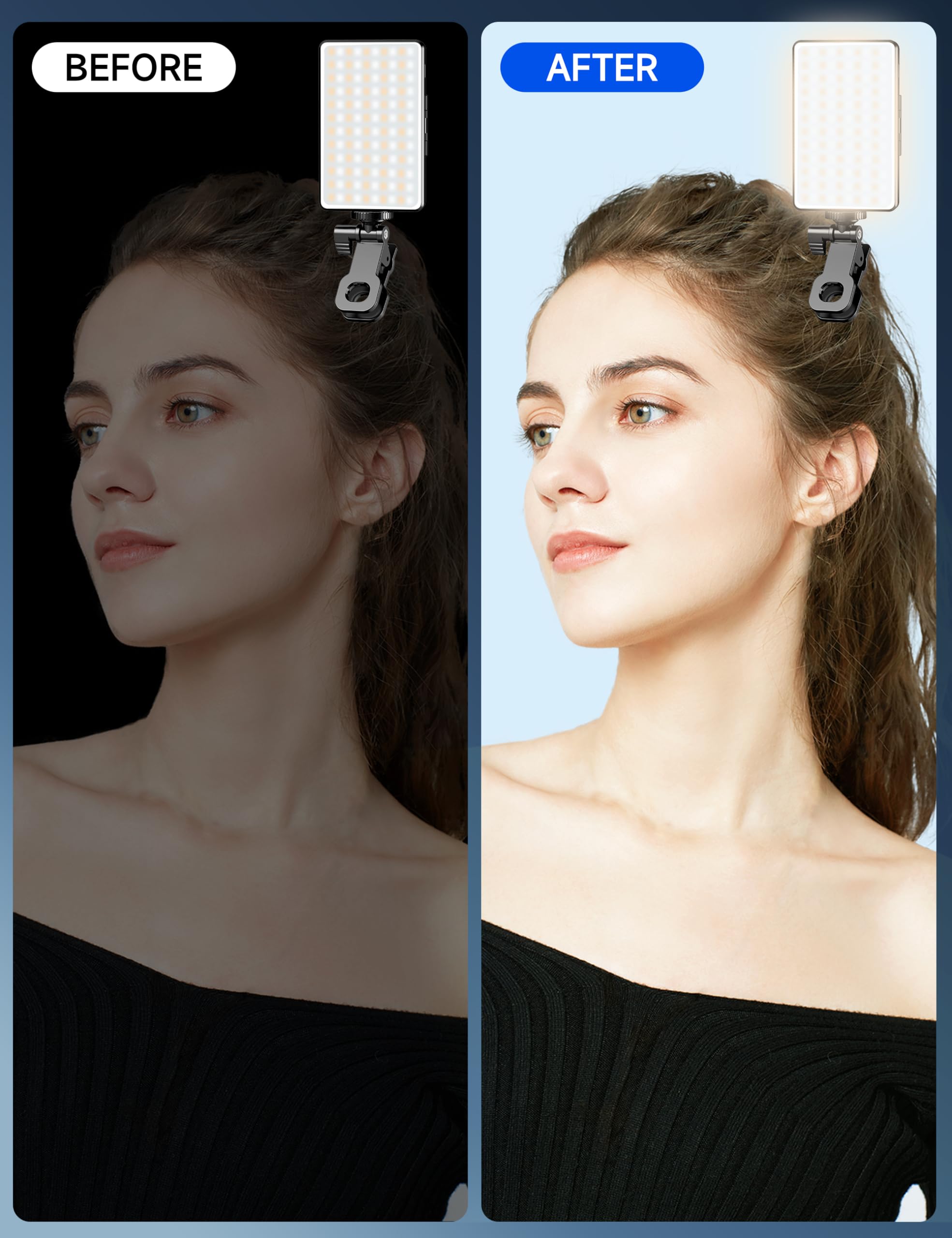 120 LED Video Light Mobile Phone Selfie Light, ładowalne kieszonkowe światło wypełniające CRI95 + panel o dużej mocy kompatybilny ze zdjęciami, podróżami, filmami, Tiktok Live Streaming