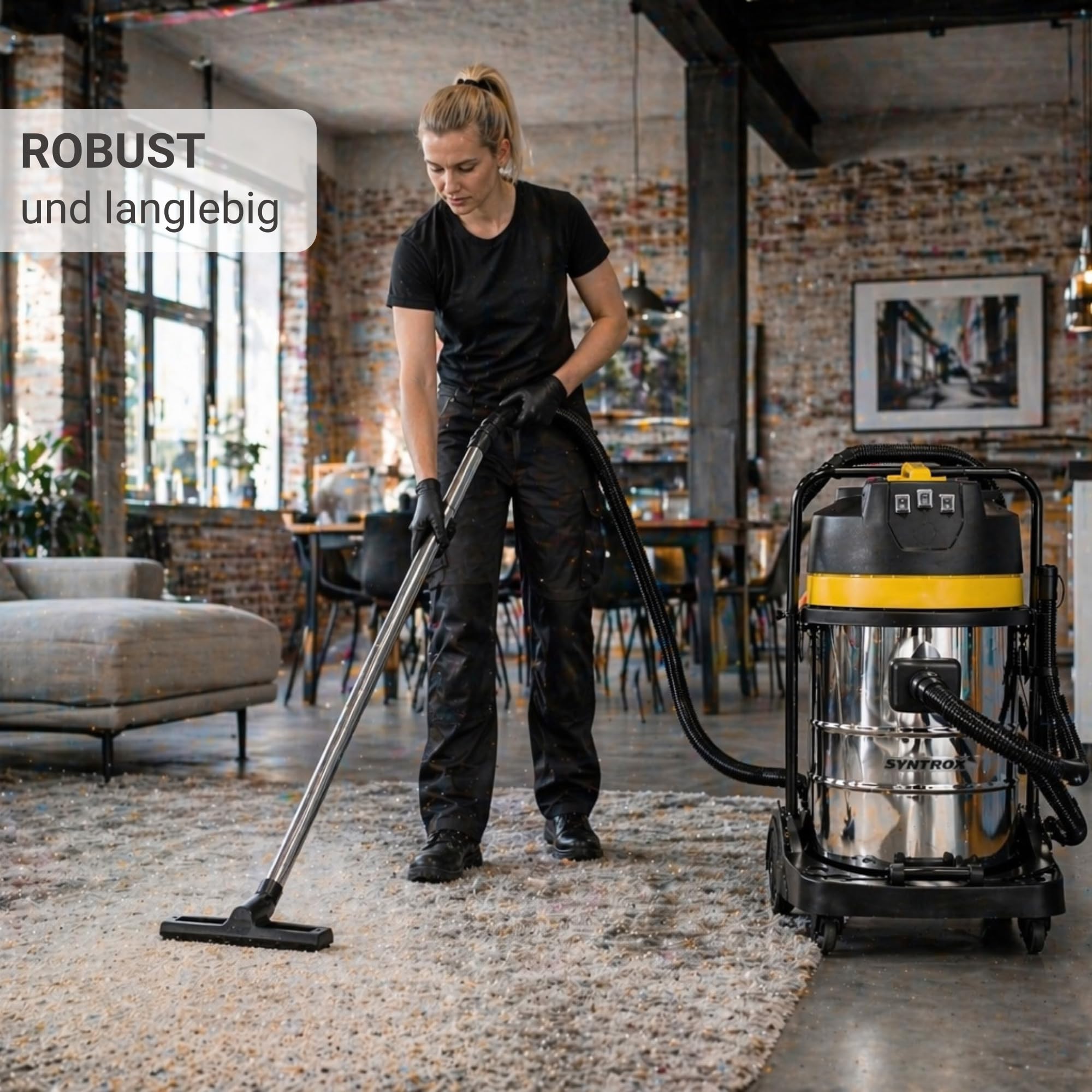 Syntrox Germany 3900 Watt 80 Liter Staubsauger Edelstahl Industriesauger Nass und Trockensauger