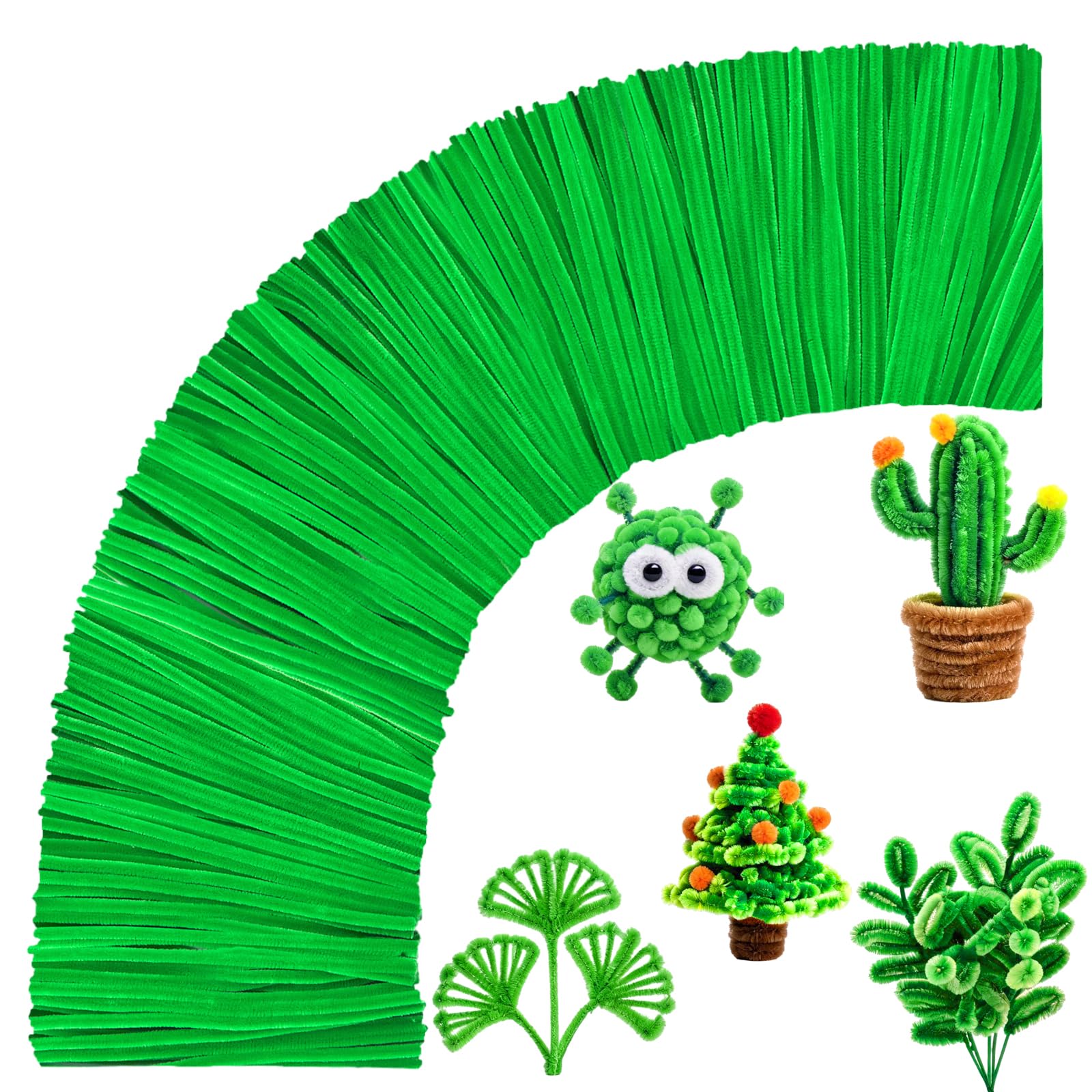 VZF Fruit Green Pipe Cleaners Craft,Creative Craft Pipe Cleaners for Flower Making,Chenille Stems Crafting Pipe Cleaners Artificial Flowers,Craft Supplies for Home Festivals DIY,Christmas Decoration