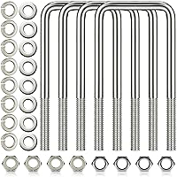 Vista 1 de 4 piezas Hotop pernos en U cuadrados de acero inoxidable 304 para remolque de barco con arandelas y tuercas Pernos en U de servicio pesado
