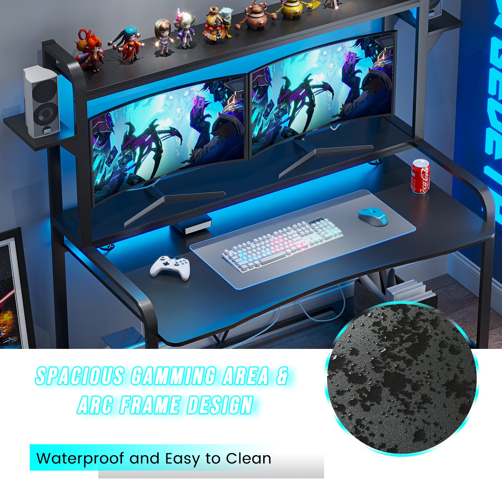 Buy Sedeta Gaming Desk with Shelves and Hutch, 55'' Computer Desk with
