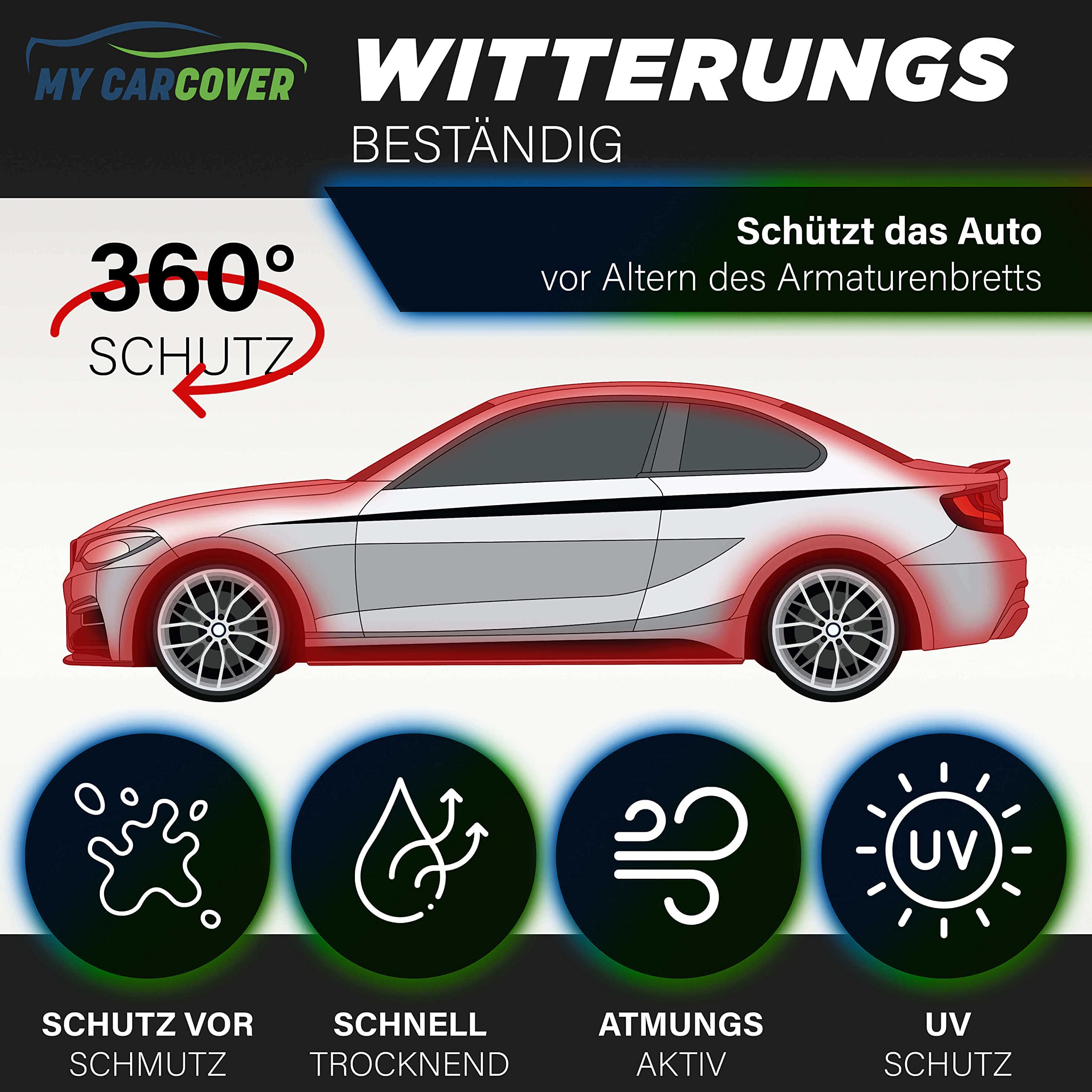 MY CARCOVER® passt für Mercedes-Benz S-Klasse W126 Bj 1979-1991 Stufenheck In-/Outdoor atmungsaktiv Ganzgarage Auto Plane Abdeckung
