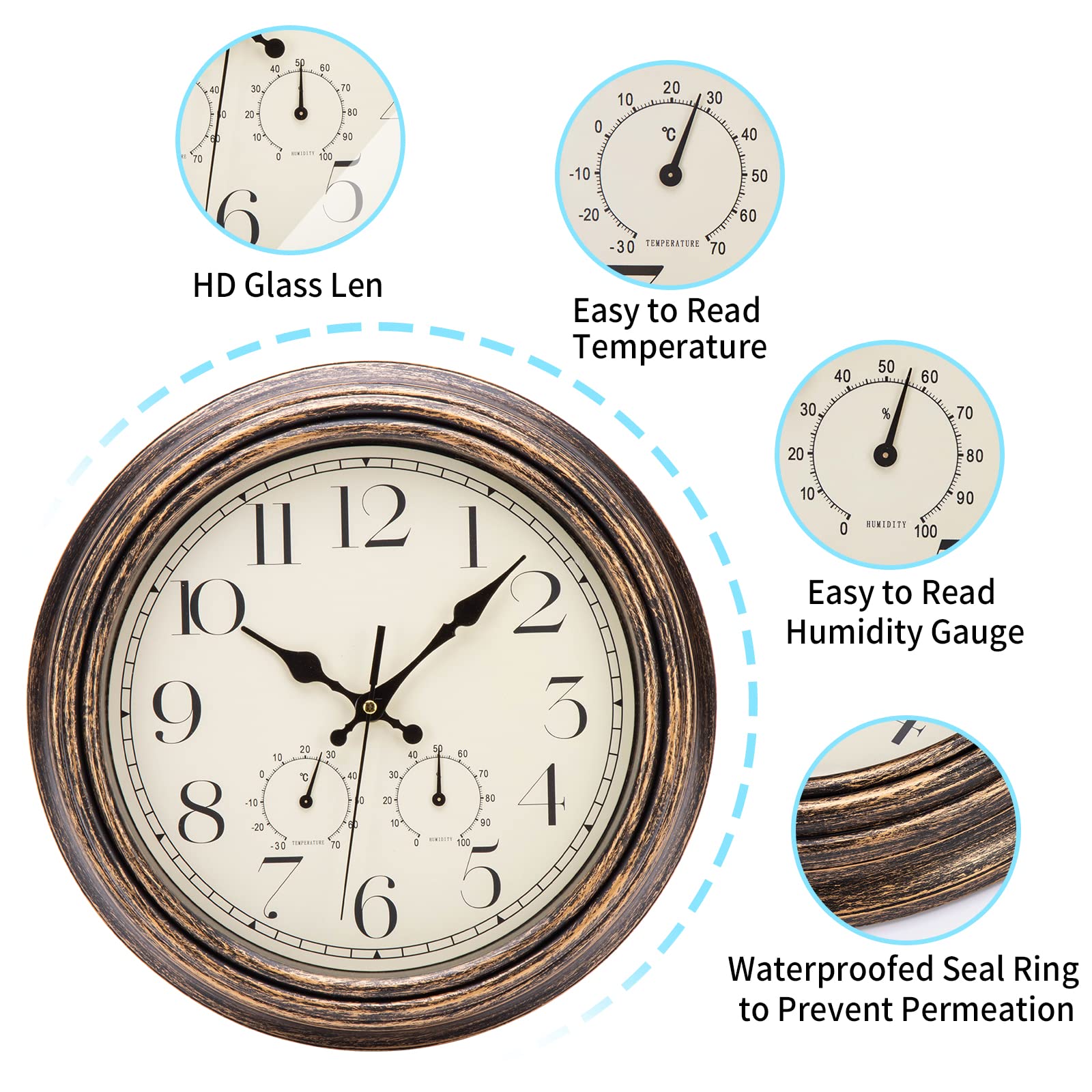 Orologio Da Parete Vintage Con Termometro Da Esterno Decorazione Retro Orologio Da Appendere Con Motivo Sole E Luna Impermeabile Per Esterni Int 99253969