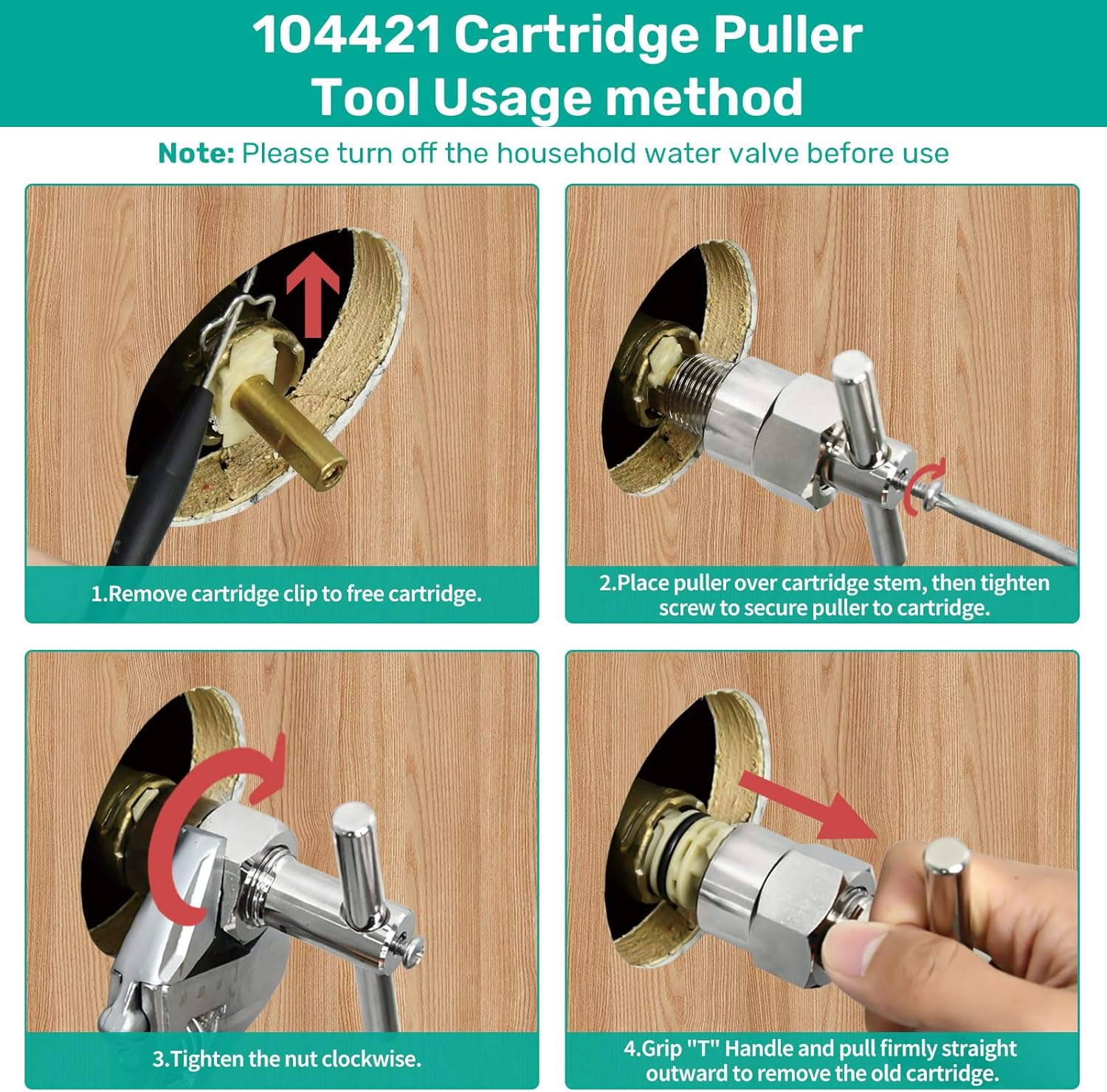 1222 Replacement Cartridge Kit for Moen One Handle Posi Temp Faucet, Compatible with Moen Bathtub & Shower Valve Cartridge, Including 104421 Removal Tool