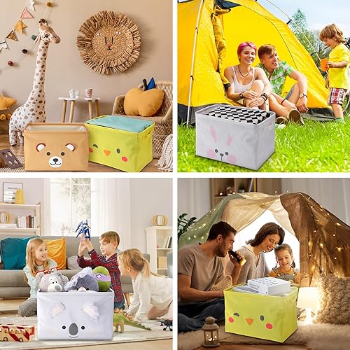 Miniatura 6 de Ziliny 4 cestas de almacenamiento de juguetes para bebé, lindas cestas para almacenamiento de safari, guardería, decoración de habitación,