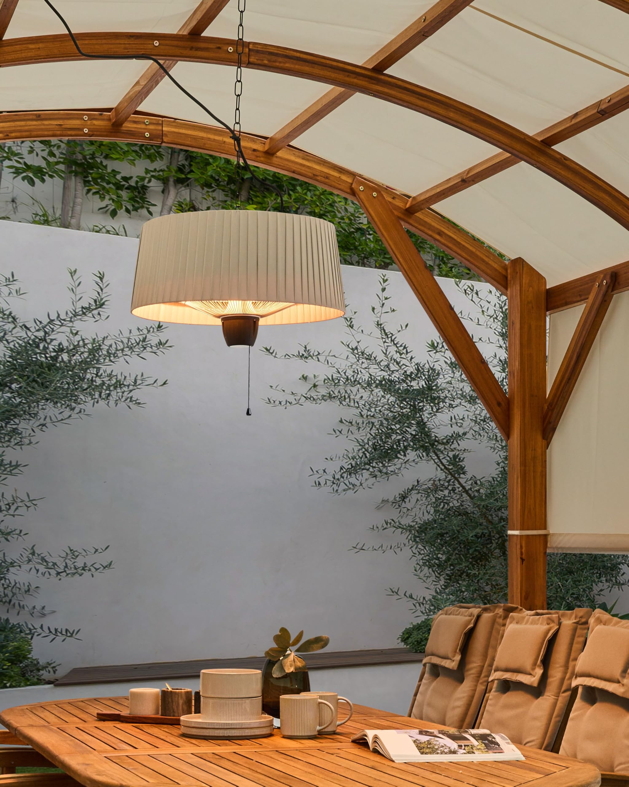 Halogen Terrassenheizer Aluminium 1500 W Elektrisch Terrassen Garten Outdoor Zubehör Stahl Hellgrau Ascea