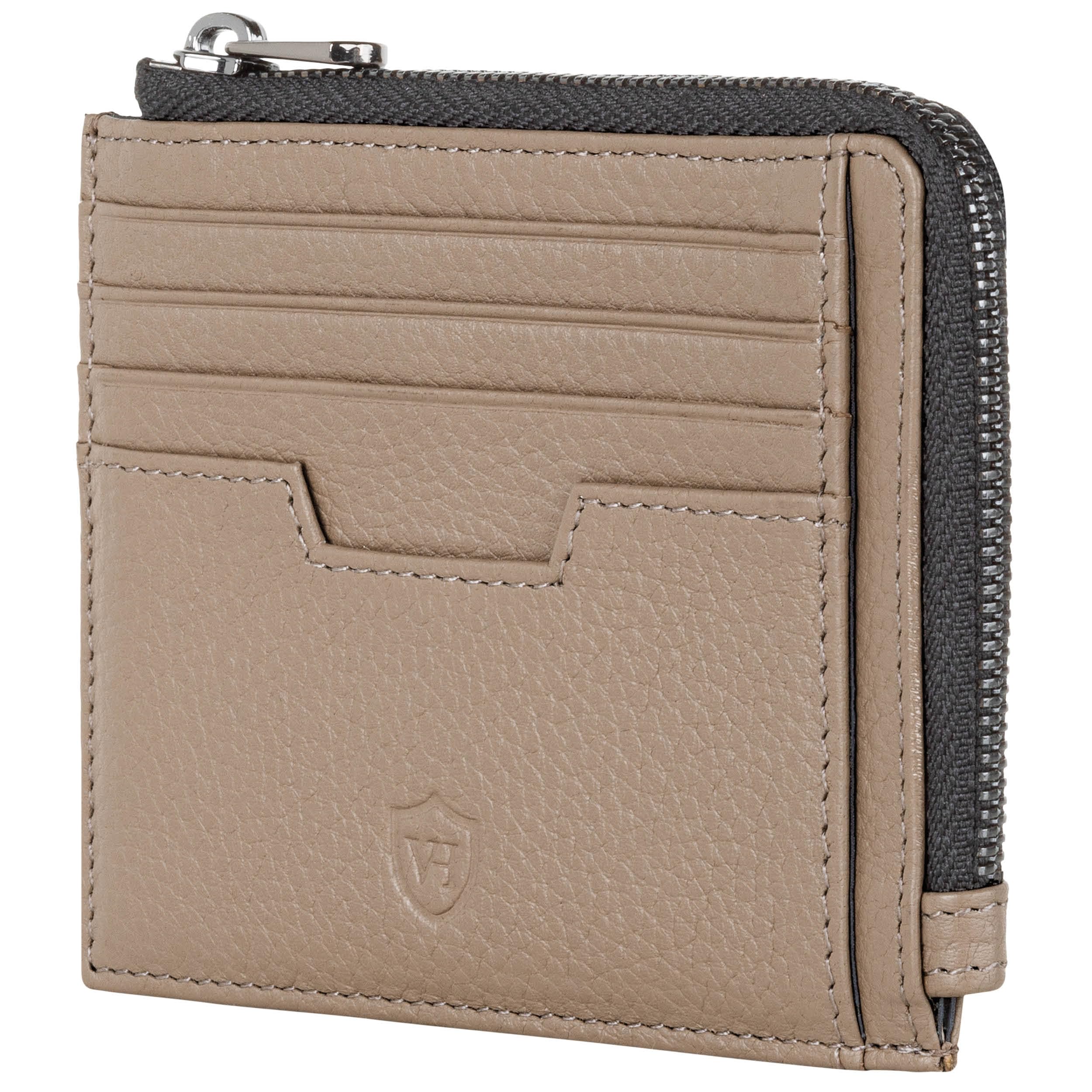 VON HEESEN Leder Kartenetui Geldbörse Herren & Damen Kreditkartenetui (Medium, Taupe)