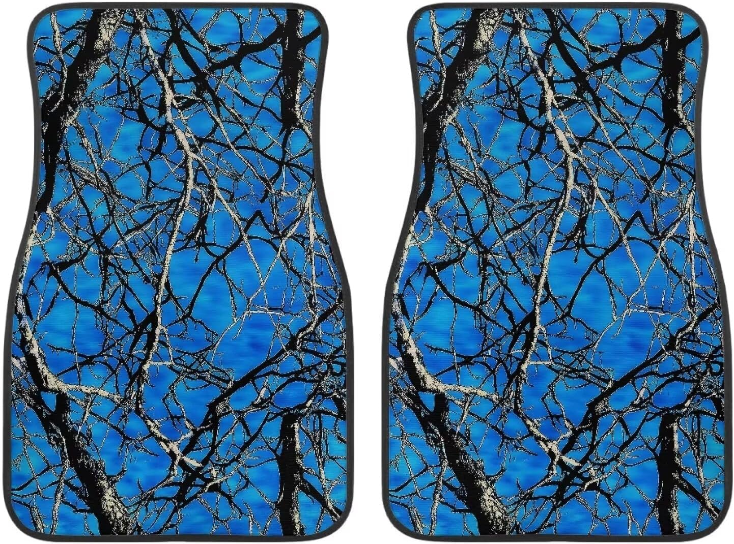 KEIAHUAN Blue Camo Branch Heavy Duty Rubber Car Mats 2-Piece Car Floor Mats Front Only Rubber Backing Carpet Auto Foot Mats Universal Fit SUV Vans Sedan Truck