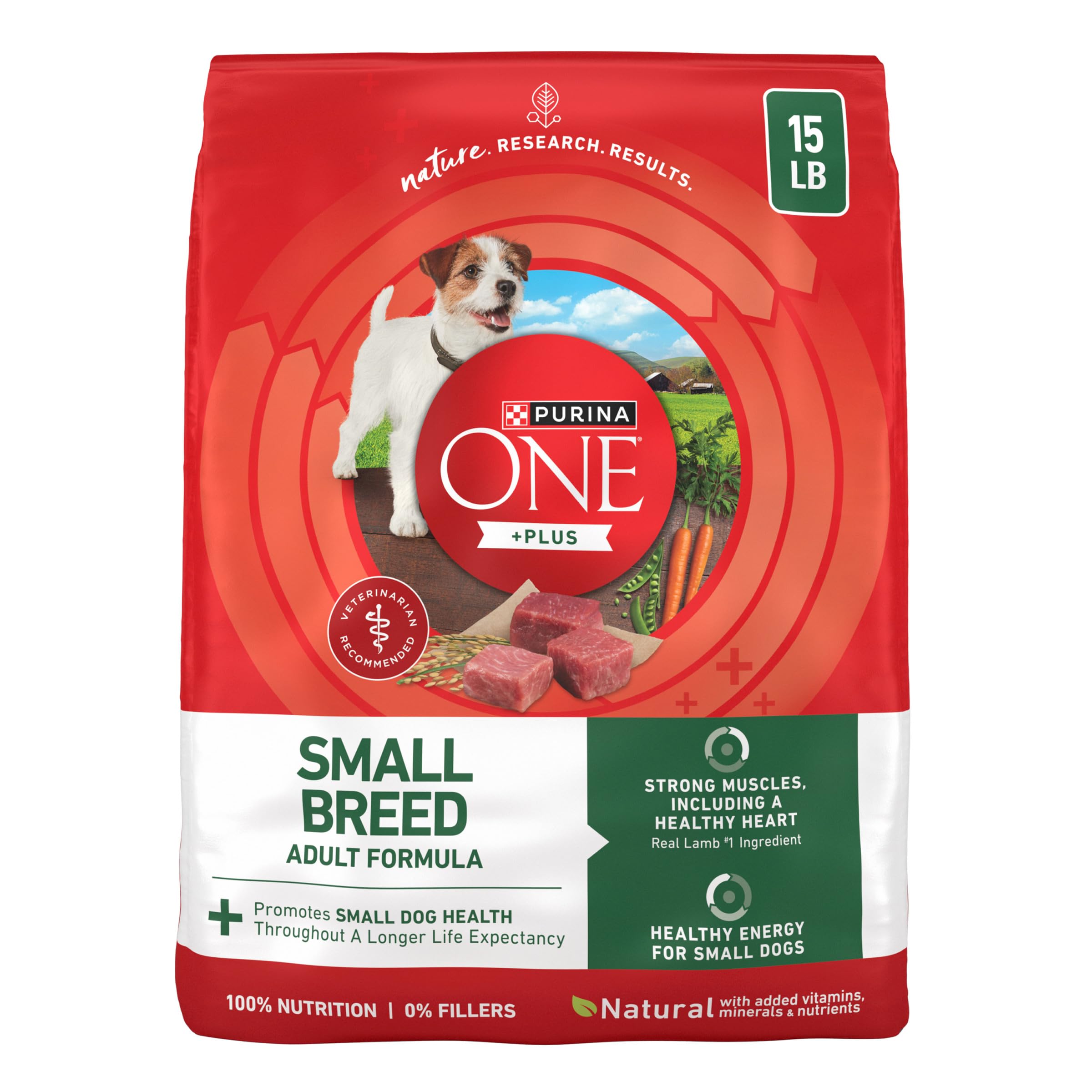 Purina ONE Plus Small Breed High Protein Dry Dog Food, Lamb, 15 lb Bag