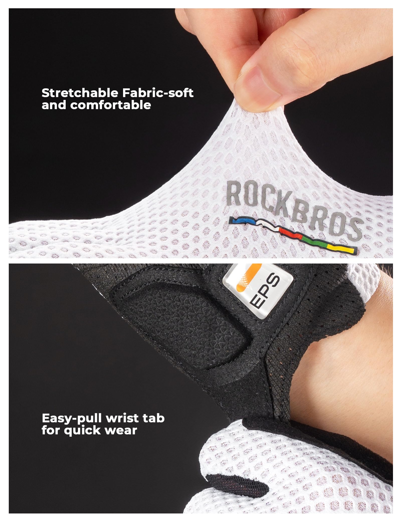 ROCKBROS Road to Sky Guantes de Ciclismo para Hombre con Palma SBR, Guantes Dedos Largos con Pantalla Táctil para Bicicleta Montaña Carretera