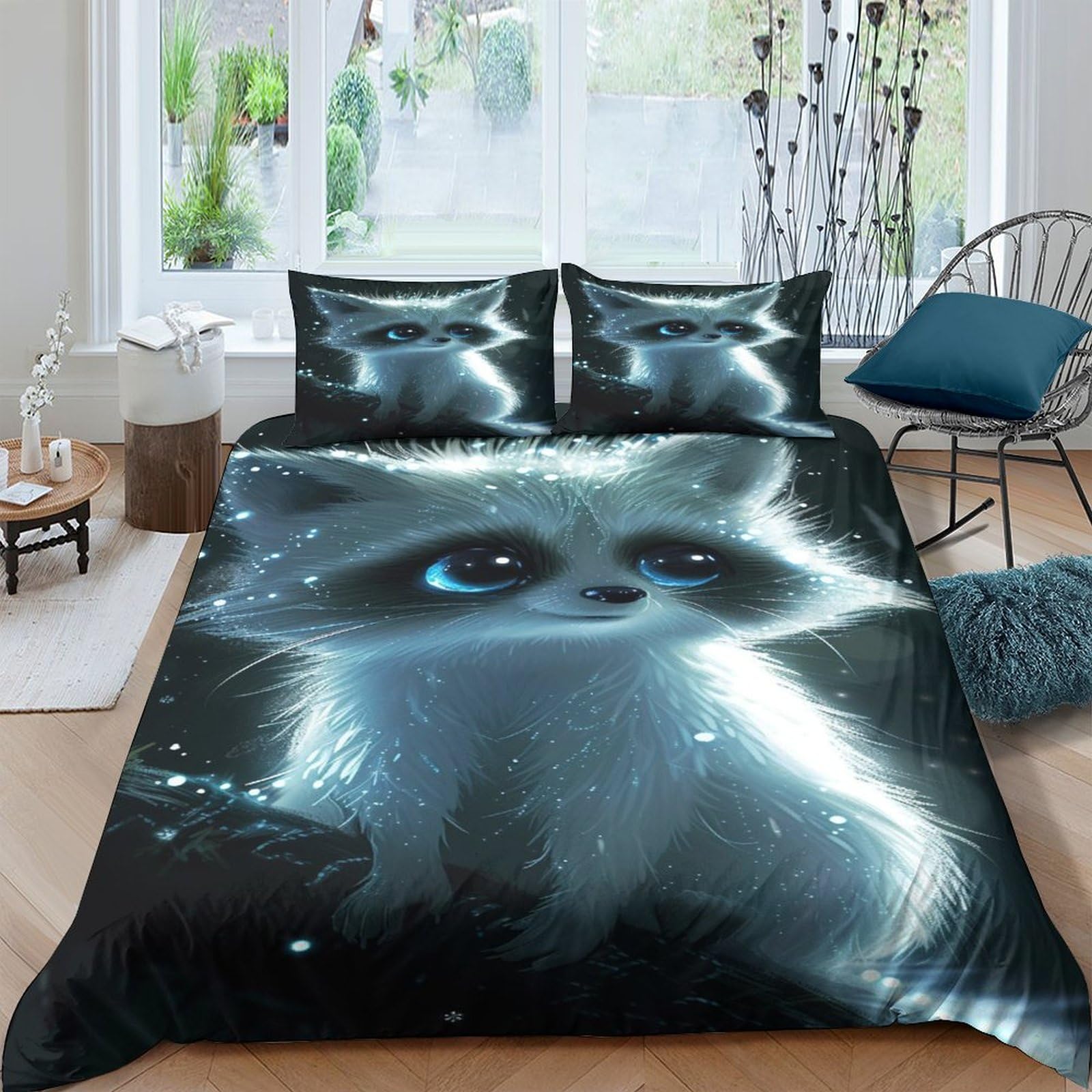 Housse de couette raton laveur 3D lit enfant avec zip facile