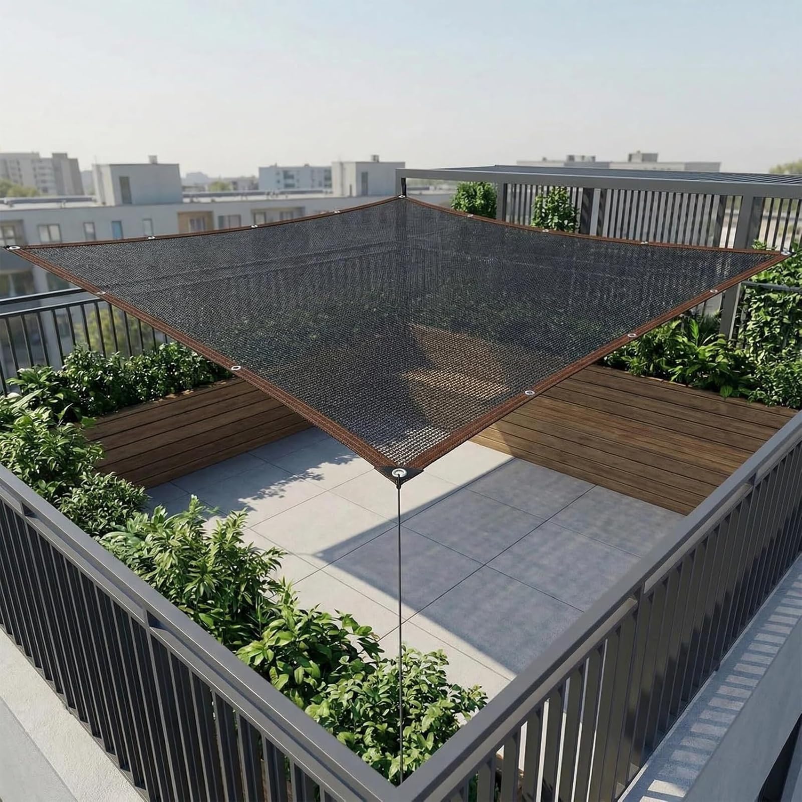 90% Rete Ombreggiante 3x4m Telo Esterno Con Occhielli,Rete Antigrandine Frangivista Balcone Resistente Ai Raggi UV,Vela Ombreggiante Traspirante Robusta Per Giardino Pergola Cortile(5x6m)