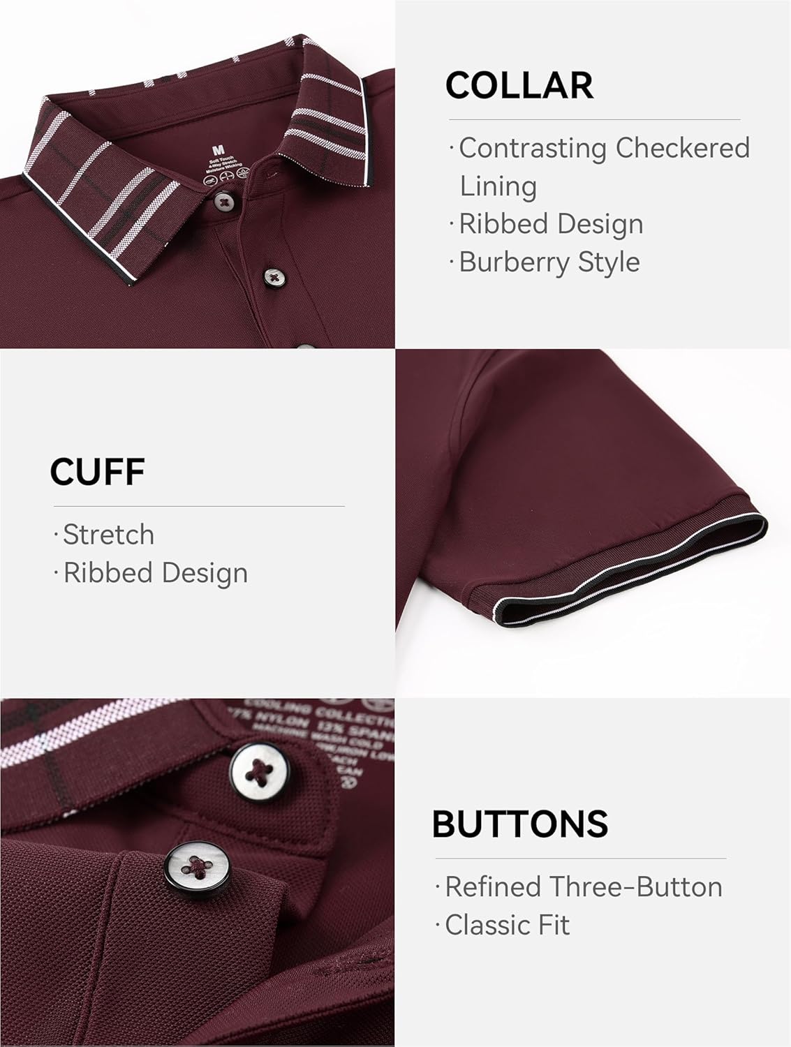 Esabel.C Men's Pique Golf Shirts Short Sleeve Moisture Wicking Stretch Performance Business Casual Polo Shirts for Men - Image 4