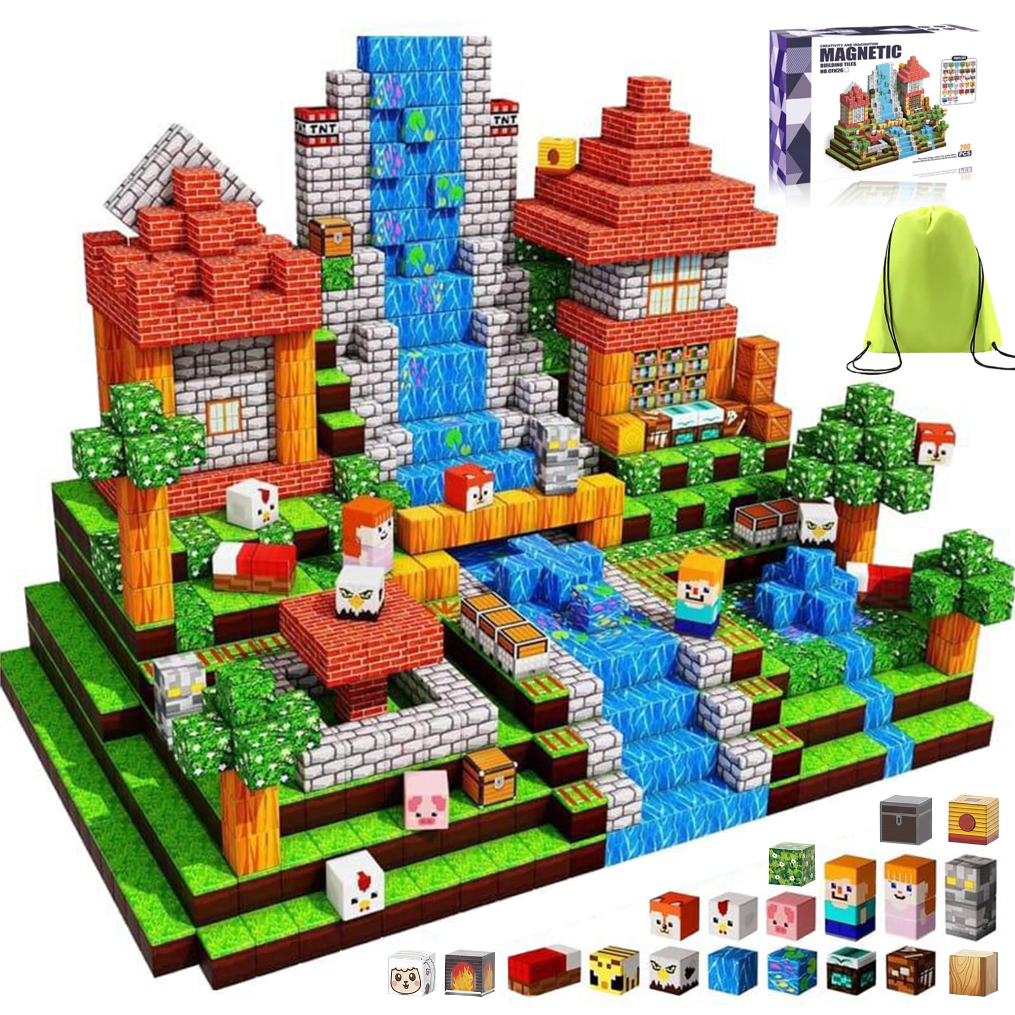 BATLI Magnetic Blocks 200PCS, Magnetic Building Blocks Toys for Boys Girls Ages 3 4 5 6 7 8 9 10, STEM Montessori Magnetic Cube Building Set, Creative Educational Birthday Gifts for Kids