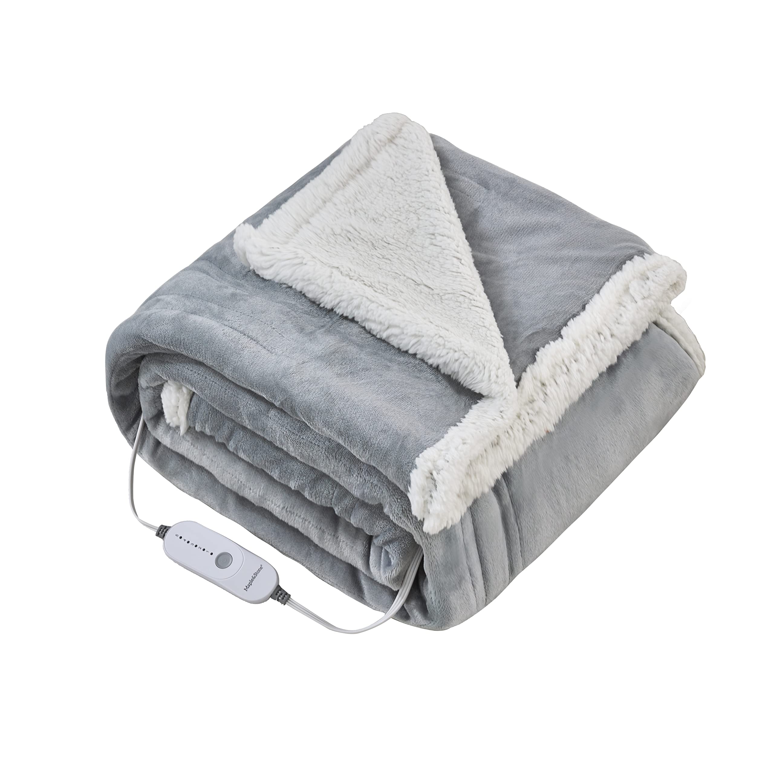 Amazon.com: Mapleu0026Stone Heated Blanket Electric Gray Full : Home u0026 Kitchen