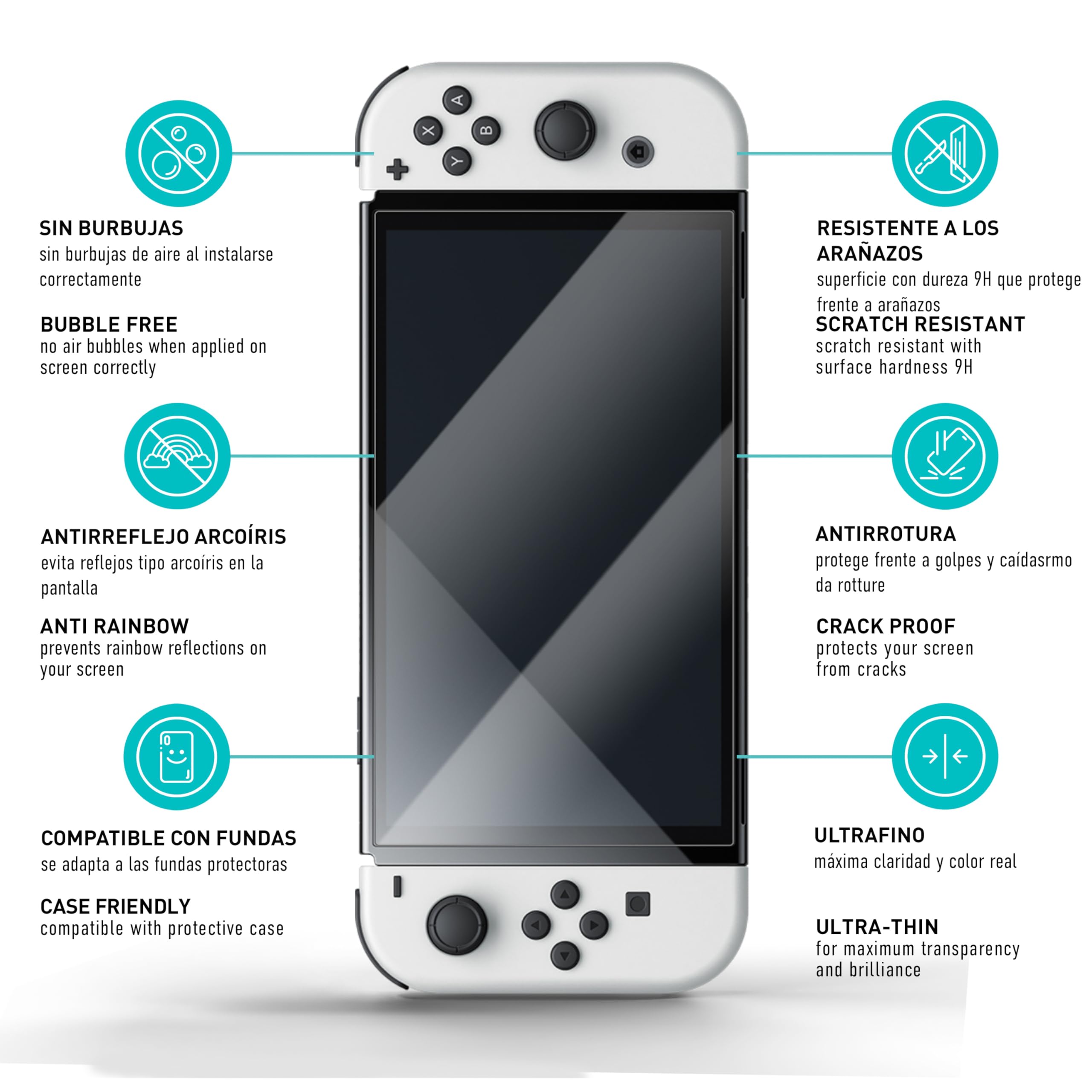 smartect Cristal Templado [2 Piezas, Clear] para Nintendo Switch OLED, Protector de Pantalla HD Antiarañazos, Sin Burbujas, Dureza 9H, 0.3mm Ultra Transparente, Ultra Resistente