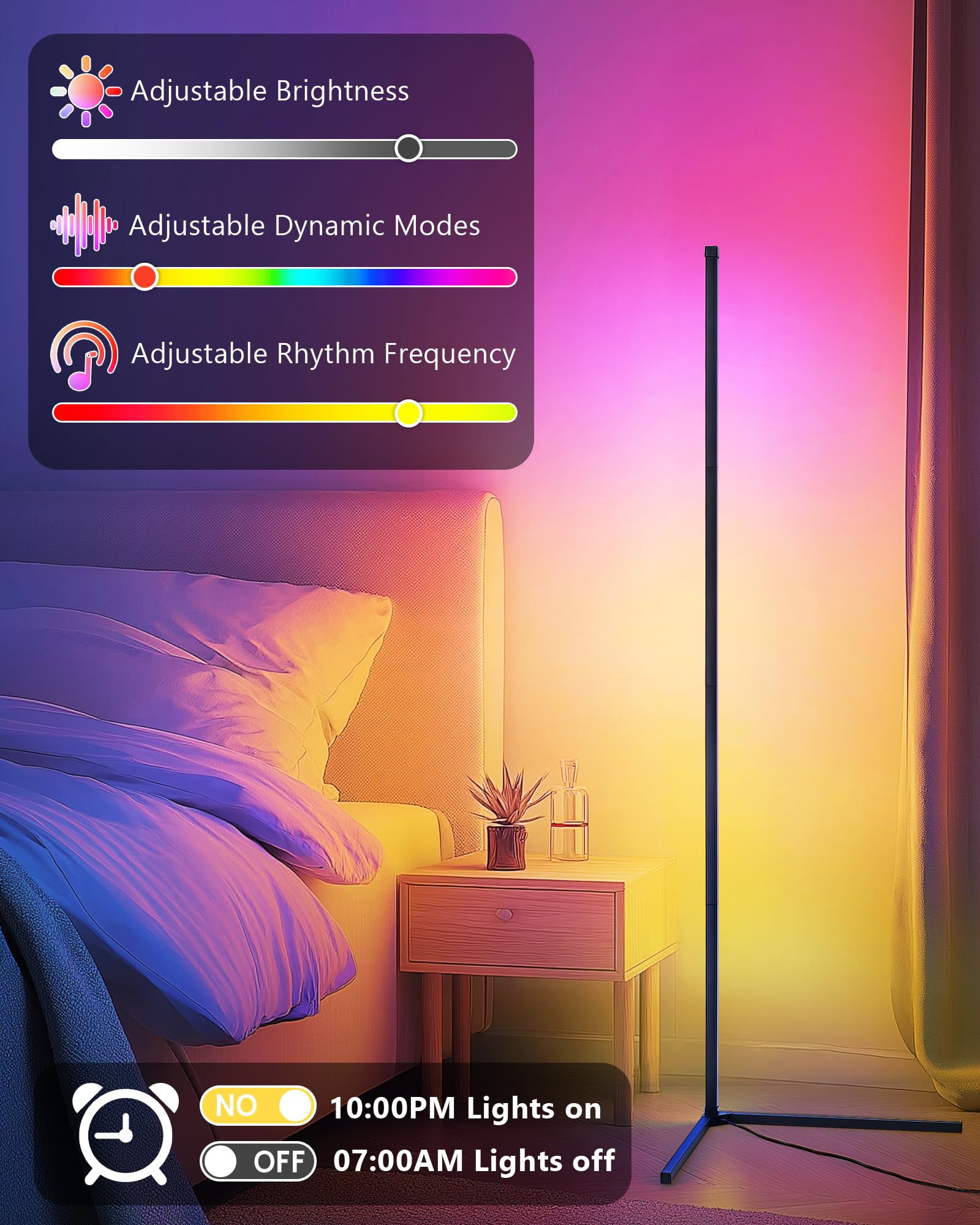 2ER LED Stehlampe RGB Standleuchte 150cm - Ecklampe Dimmbar Bunt mit Fernbedienung Alexa Steuerung Ambientebeleuchtung Wohnzimmer Lichtsäule Farbeweschel für Schlafzimmer Spielzimmer