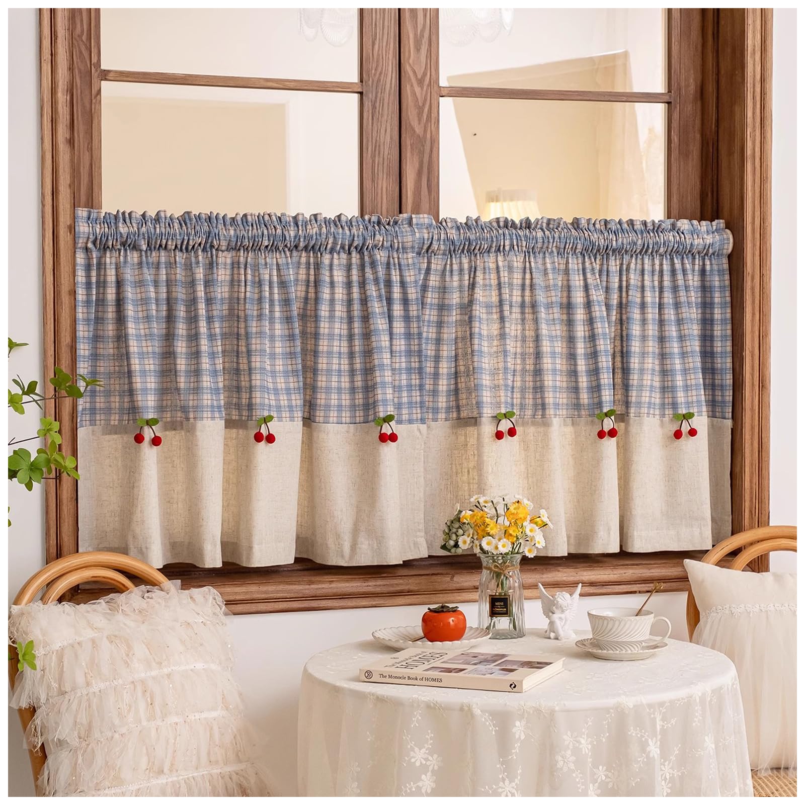 Cortinas de lino para armario de cocina despensa y estantería