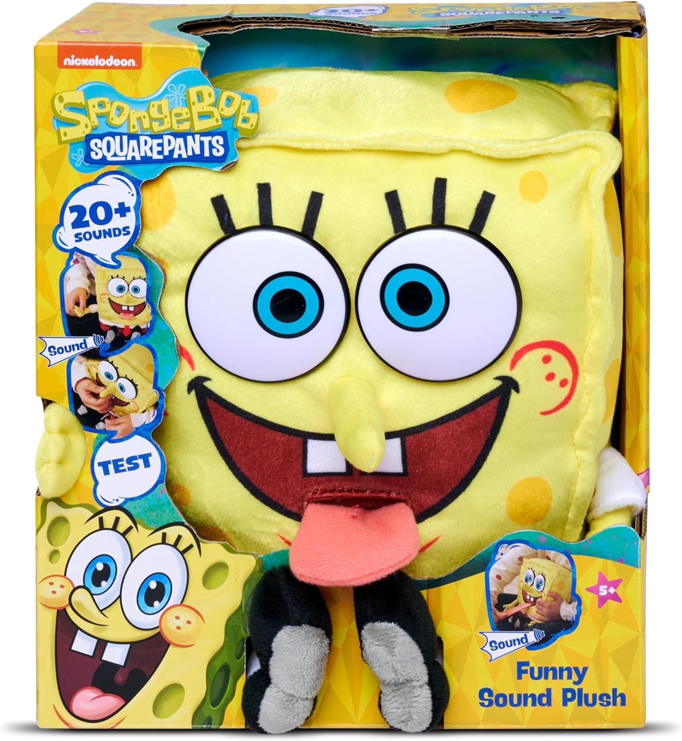 Simba 109491008 – Spongebob Plush Toy 30 cm with Funky Functions and Sounds for Fans and Children from the First Months of Life