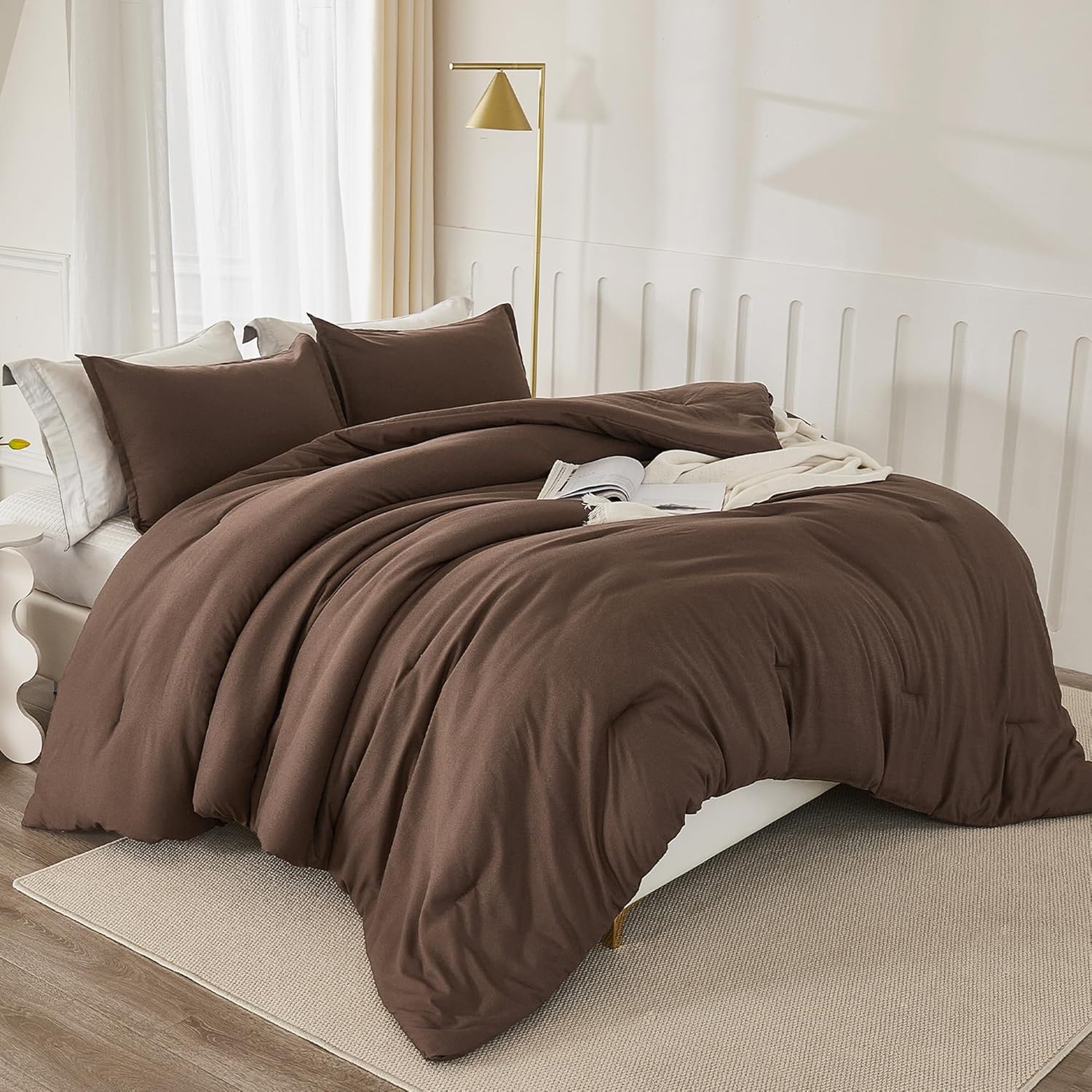 Litanika Brown Comforter Set Full Size, 3 Pieces
