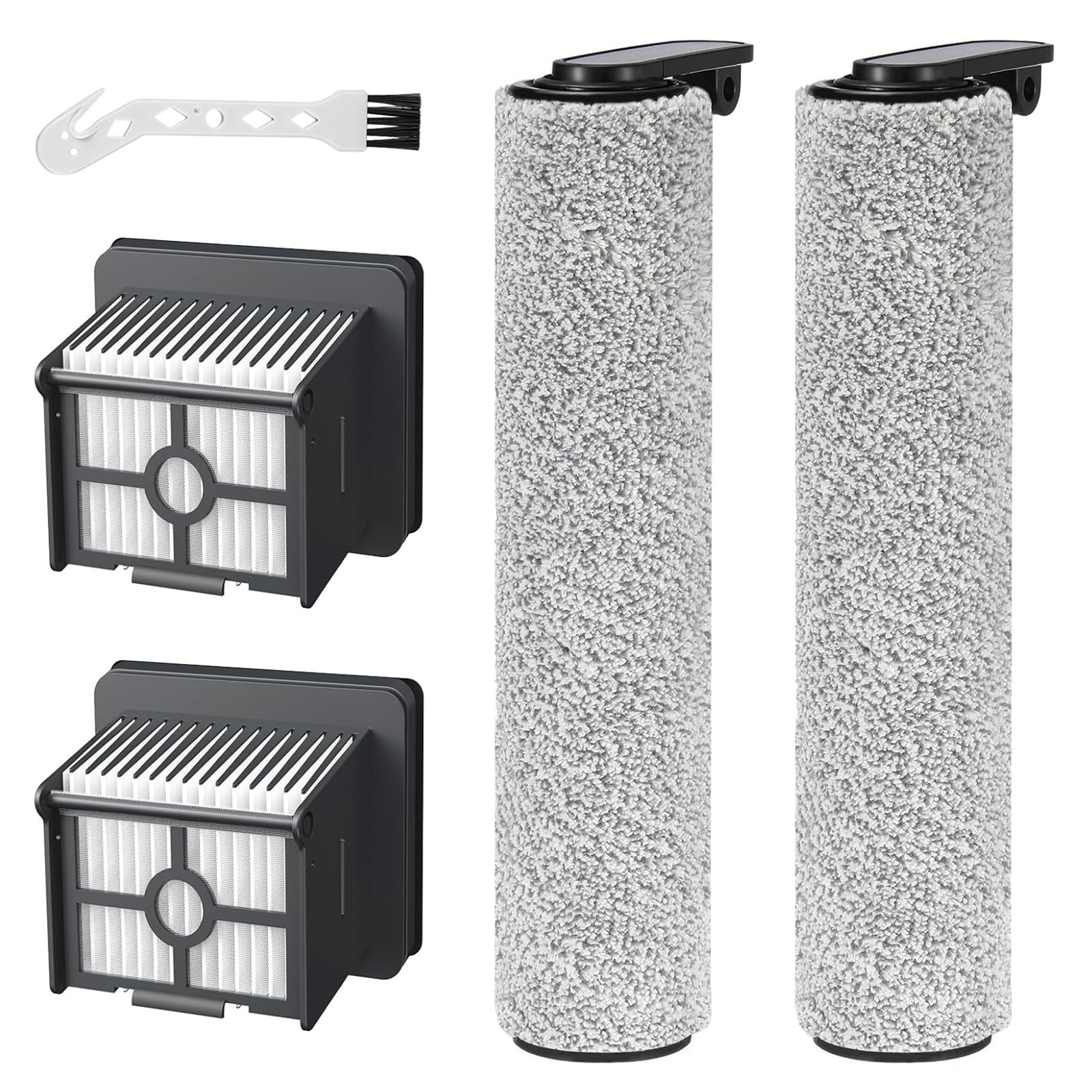 Accessory Set for Dreame H12 Pro Robot Vacuum Cleaner, 5 PCS Replacement Accessories for Dreame H12 Pro Includes 2 Main Brushes 2 HEPA Filters 1 Cleaning Brush