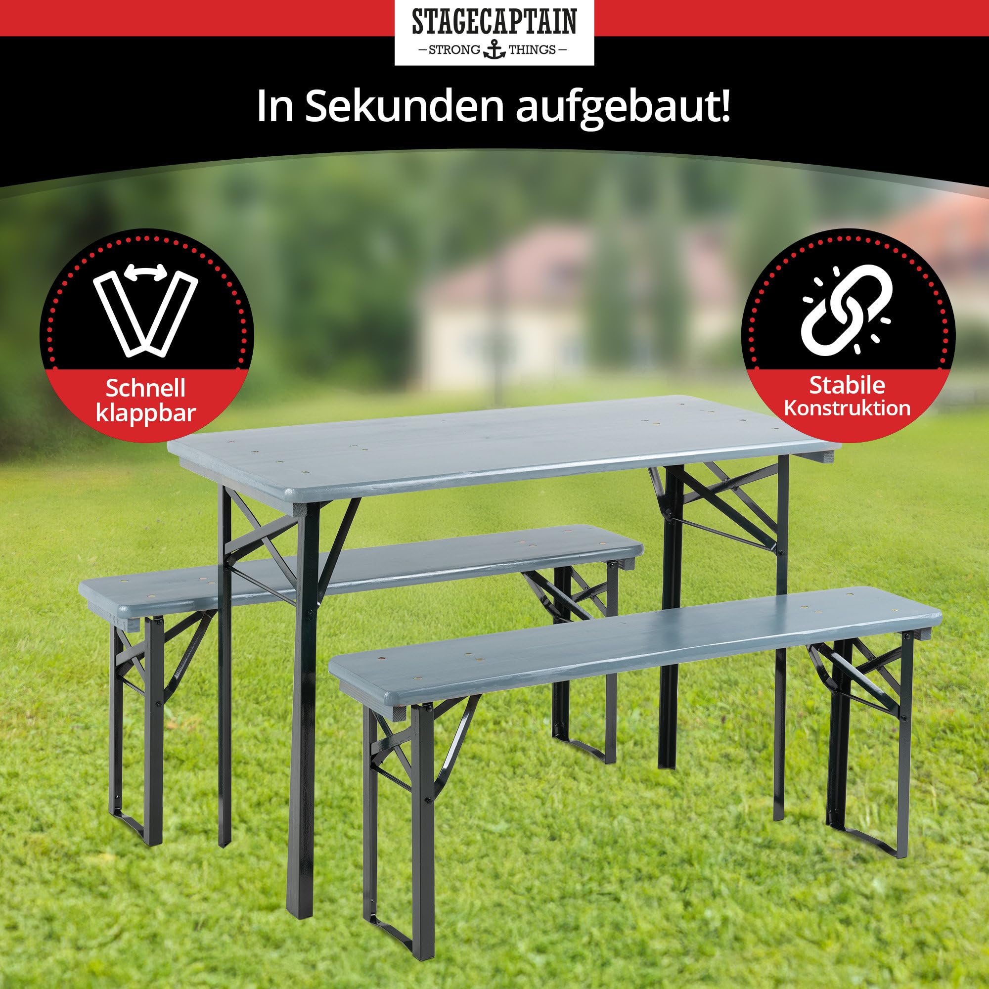 Stagecaptain Hirschgarten Set Tavolo Da Birreria Per Balcone 117 cm Grigio