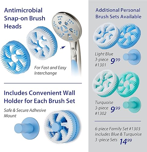 Miniatura 8 de Aquassage 5 en 1 de AquaCare - Cabezal de ducha de alta presión de 76 modos, combinado, ducha de mano, cepillo corporal y cepillo de pelo en uno.
