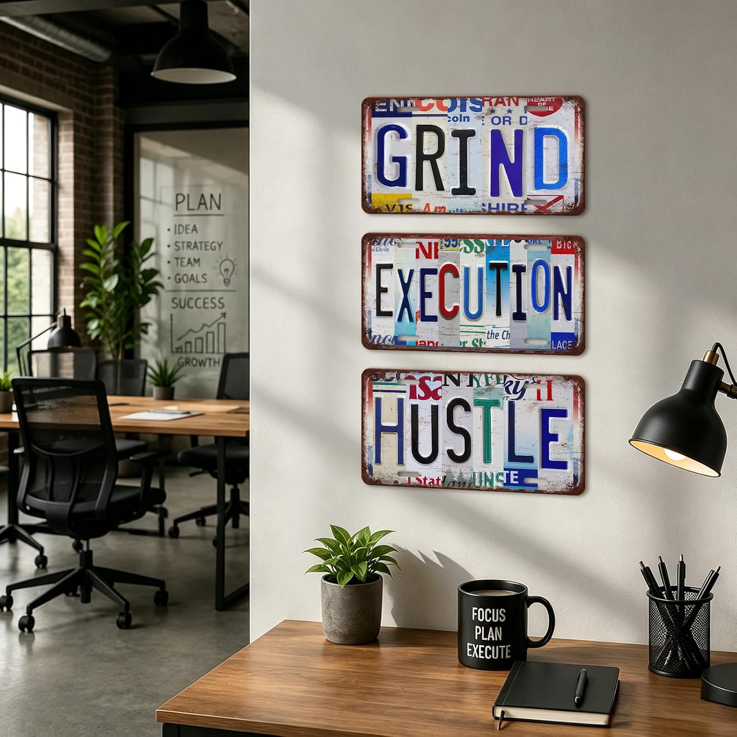 SHENIFY Vintage Man Motivational Metal Sign Gym Office 6x12in3pcs image 2