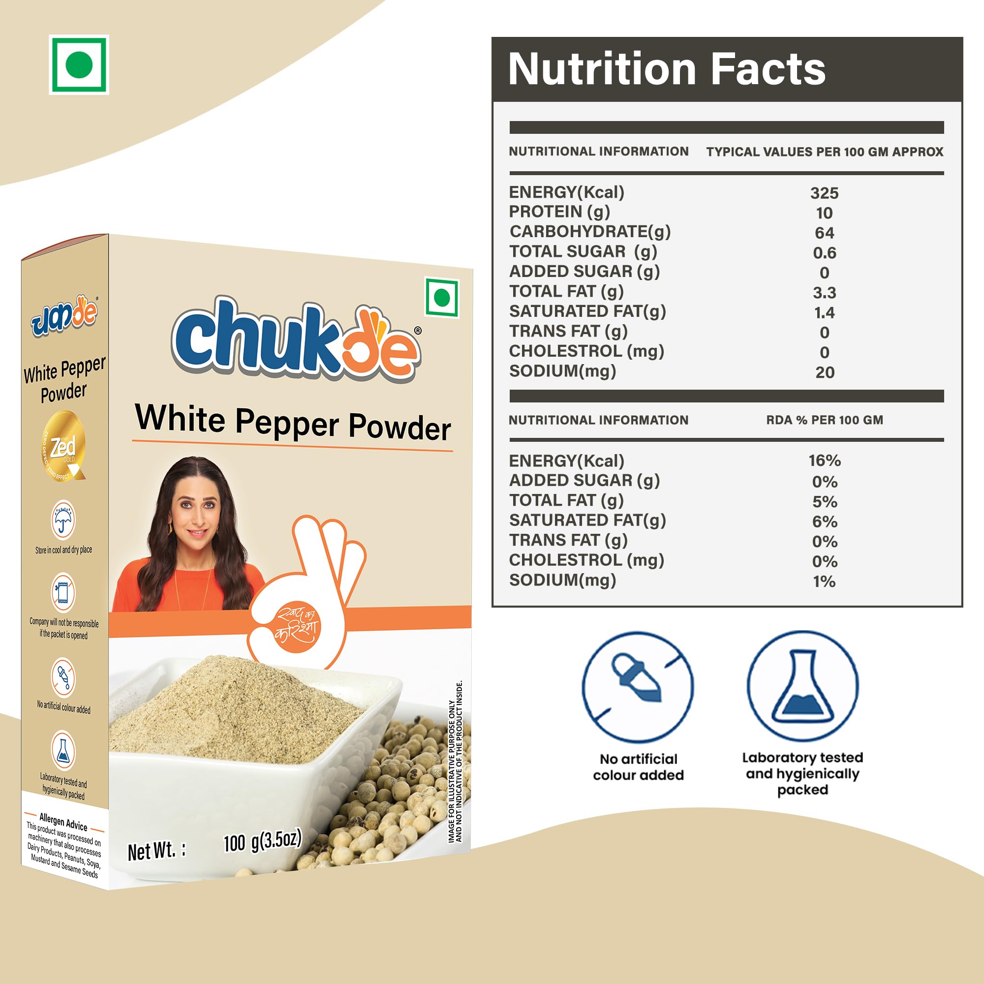 Chukde - Safed Mirch Powder - White Pepper Powder - Aromatic Spice for Cooking - Authentic To Enhance Flavor of Dishes - Perfect for Soups, Sauces, and Seasoning - 100 Gm - Image 2 thumbnail
